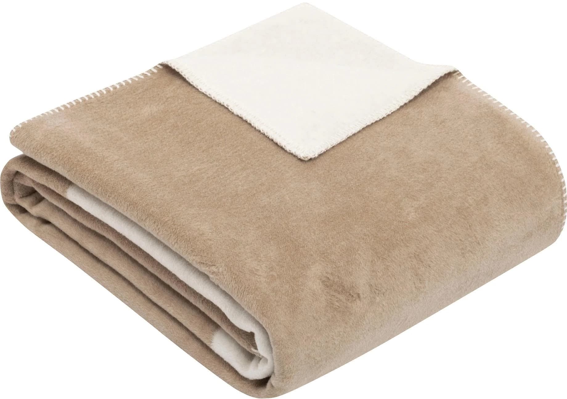 s.Oliver Wohndecke Kuscheldecke Beige Wollweiß Abstraktes Design