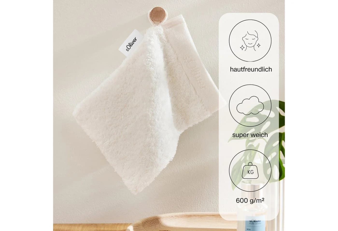 s.Oliver Waschhandschuh Ecru 100% Baumwolle 600 g/m²