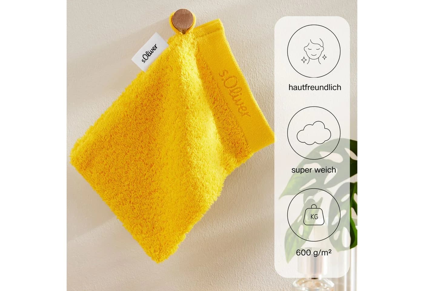 s.Oliver Waschhandschuh Gelb 100% Baumwolle Premium Qualität