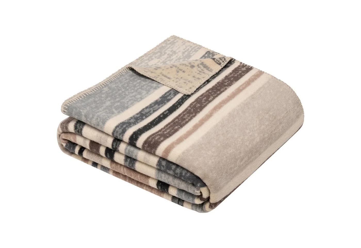 Ibena Kumba Streifendecke 150x200cm Baumwolle Beige Grau