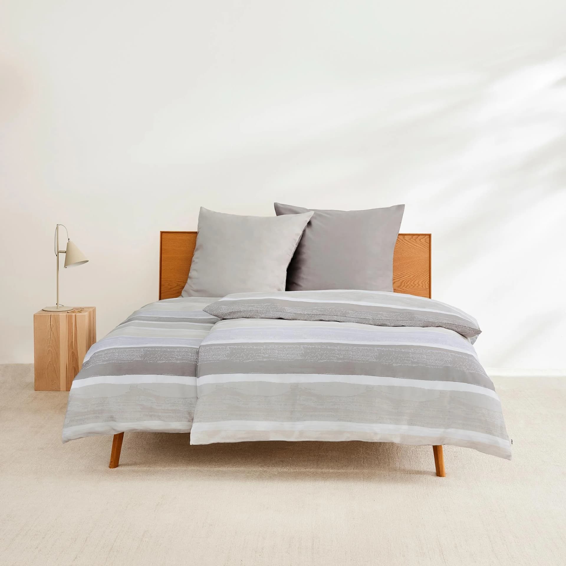 s.Oliver Satinbettwäsche Aquarell-Optik Beige Grau