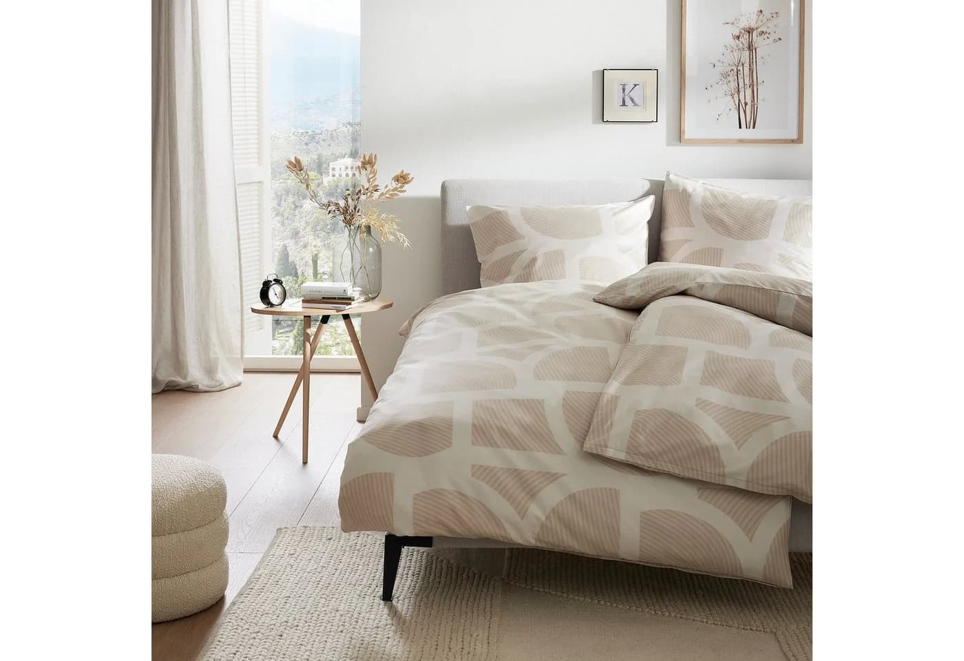 Bugatti Satinbettwäsche 2-teilig Mako-Satin Beige Abstraktes Muster