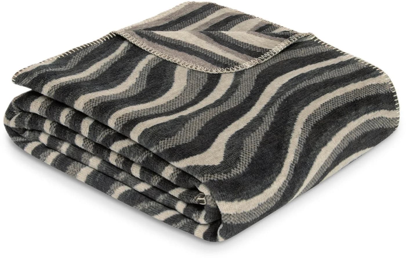 IBENA Wohndecke Savannah stilisiertes Zebramuster Beige Braun