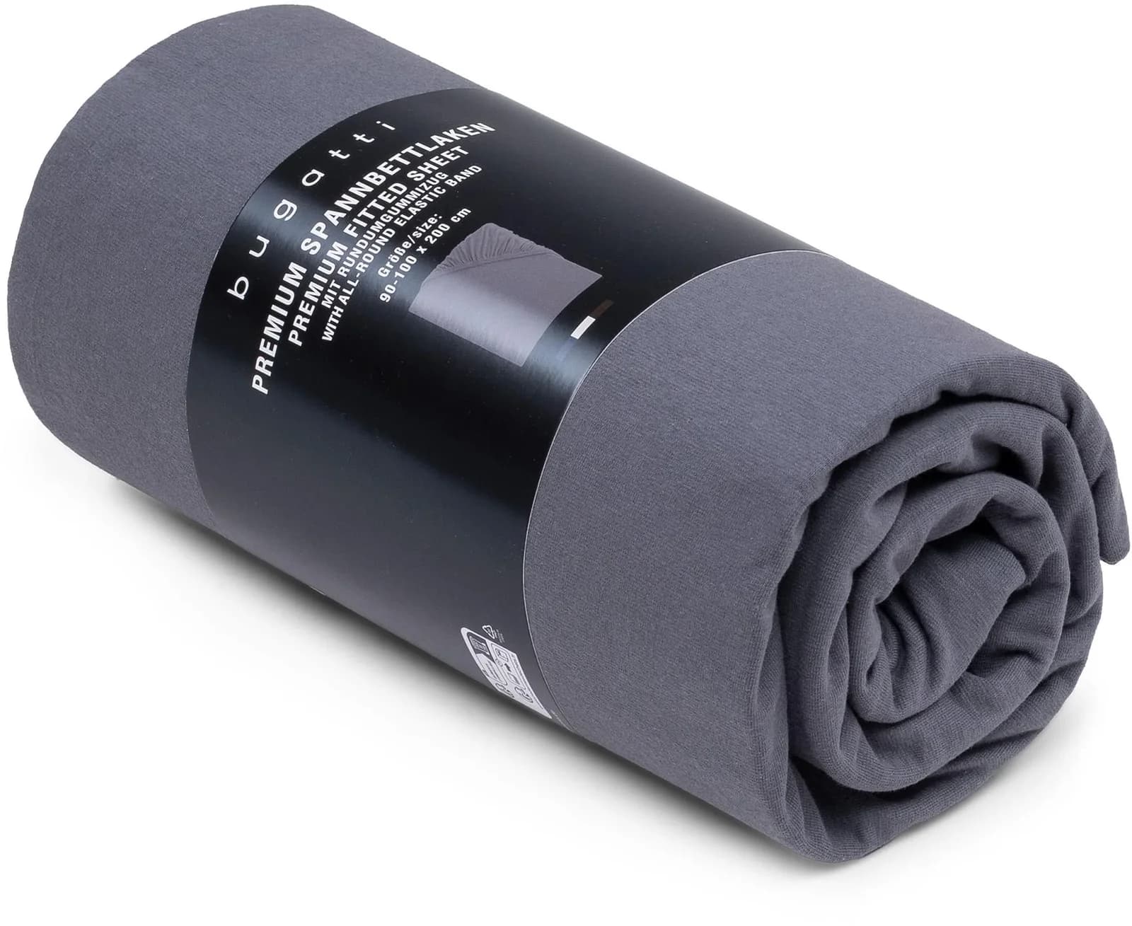Bugatti Spannbettlaken Premium Grau Baumwolle-Elasthan 200x200cm