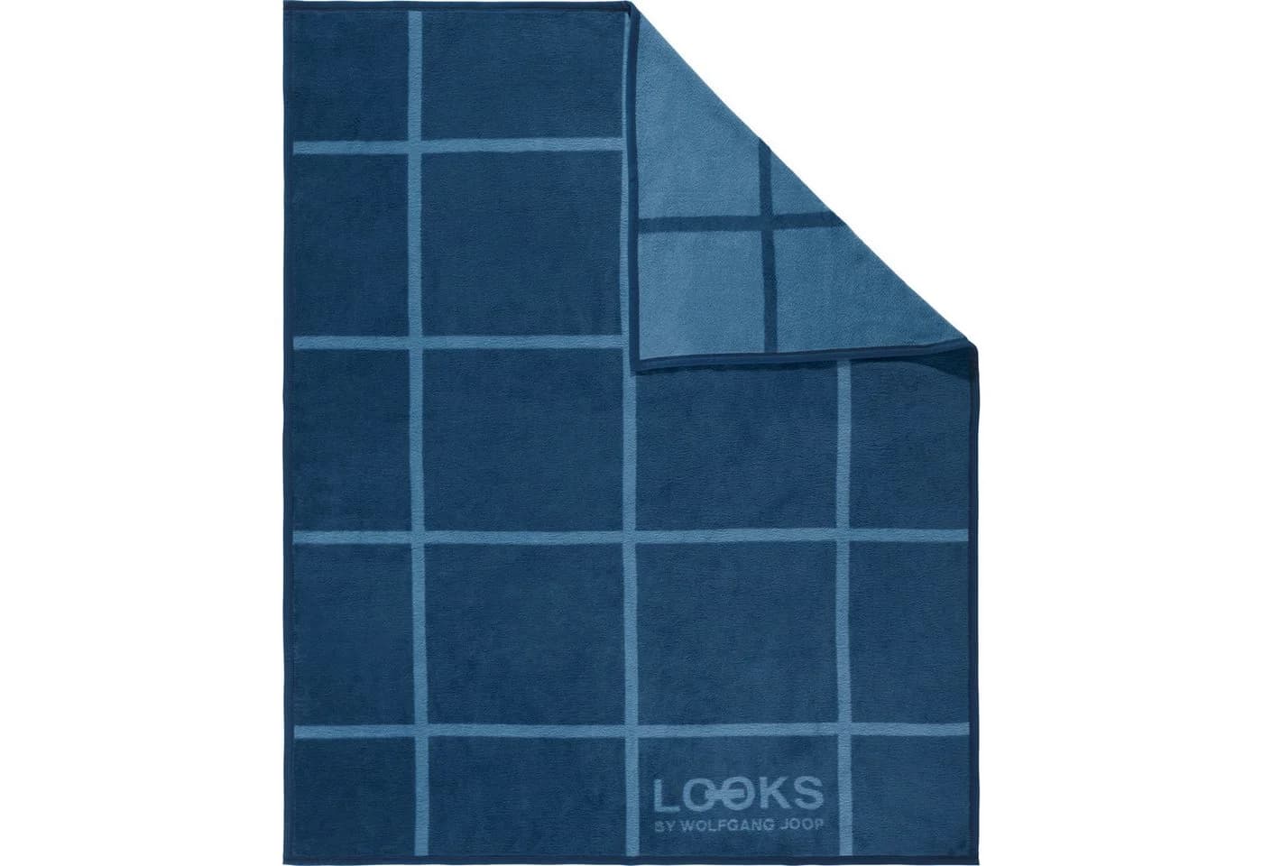 LOOKS by Wolfgang Joop Wohndecke Karo Jacquard Baumwolle Blau