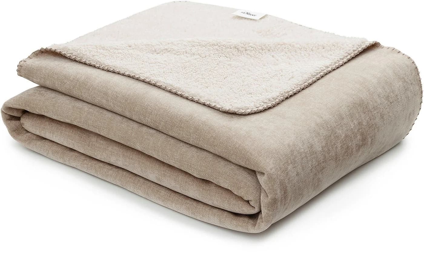 s.Oliver Lounge Decke Beige Polyester Doubleface-Optik