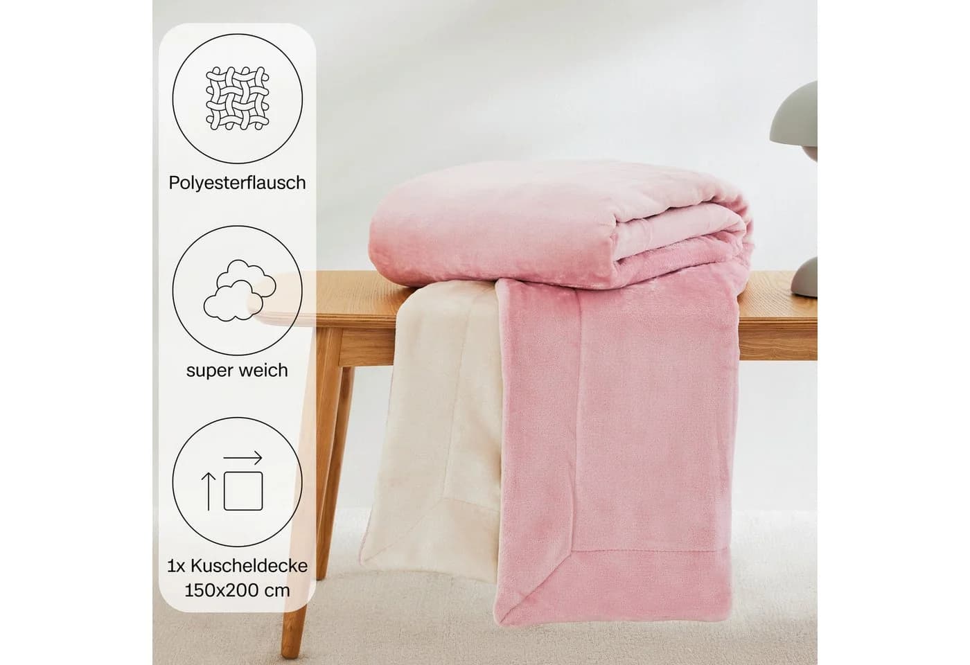 s.Oliver Wohndecke Doublesoft Rosa Beige Mikrofaserflausch