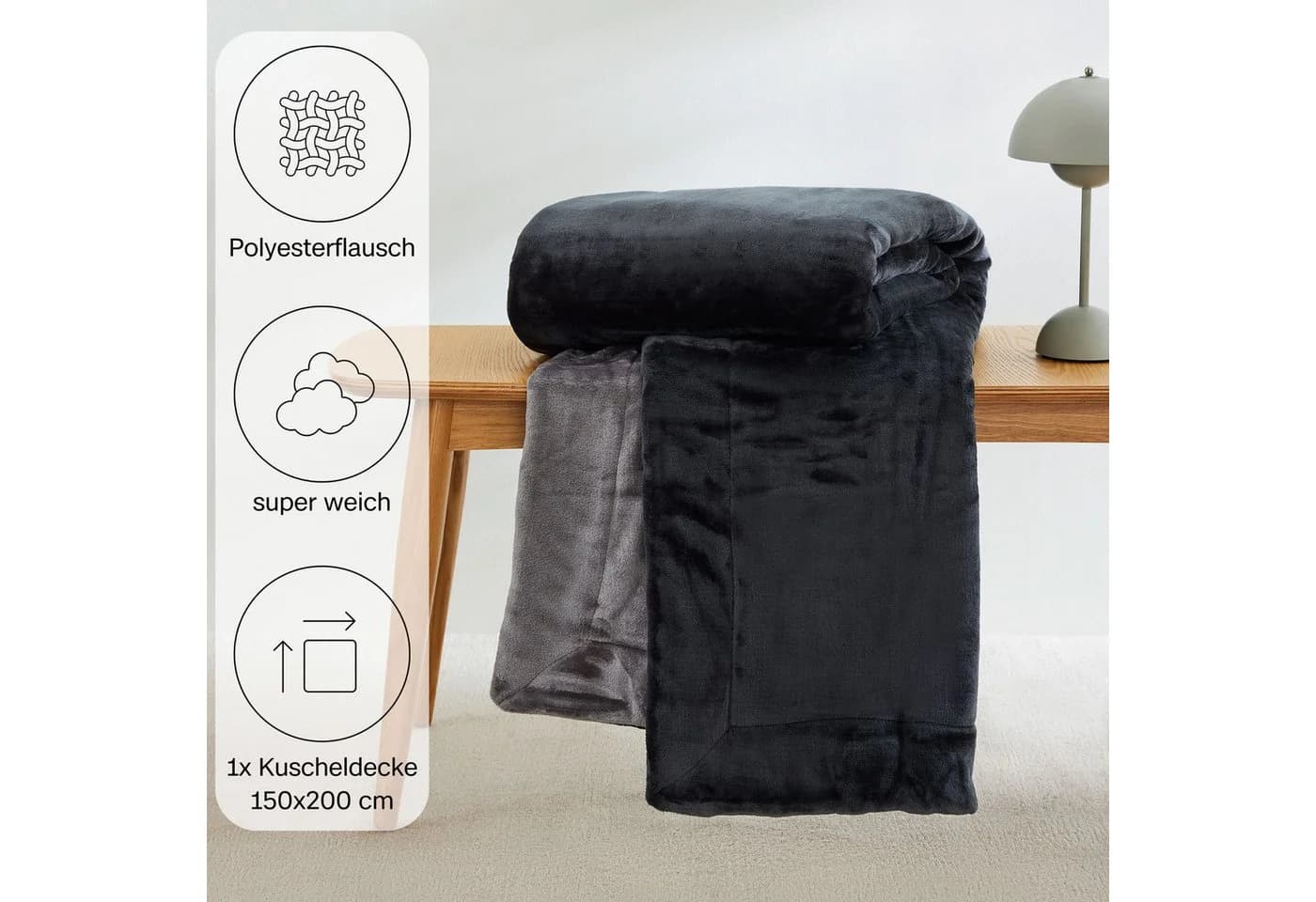 s.Oliver Wohndecke Doublesoft Kuscheldecke Grau 150x200 cm