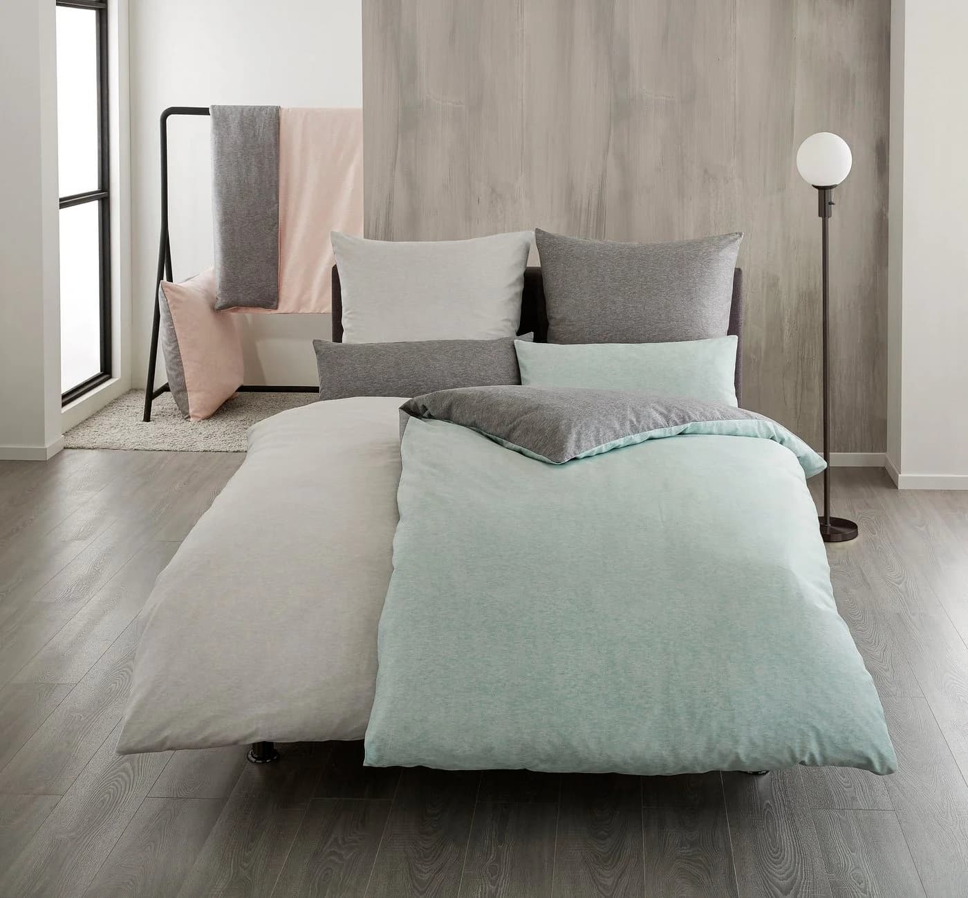 Kleine Wolke Wendebettwäsche Gracia Mintgrün Mako-Satin 3-tlg.