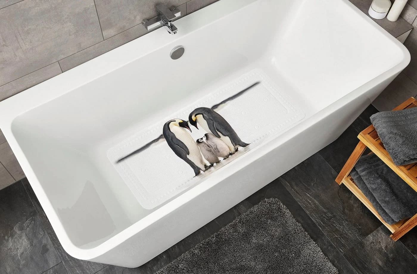 Wanneneinlage Pinguin-Familie - Schwarz/Weiß