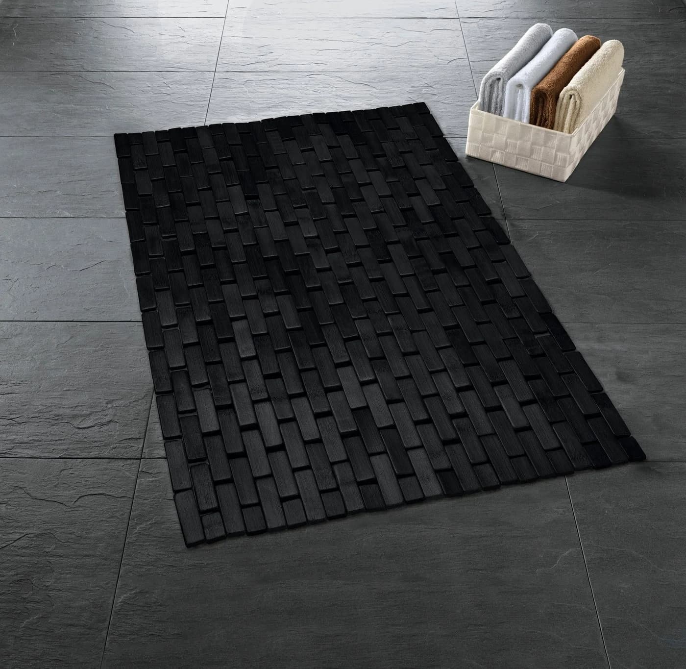 Kleine Wolke Badematte Palito Schwarz 100% Bambus