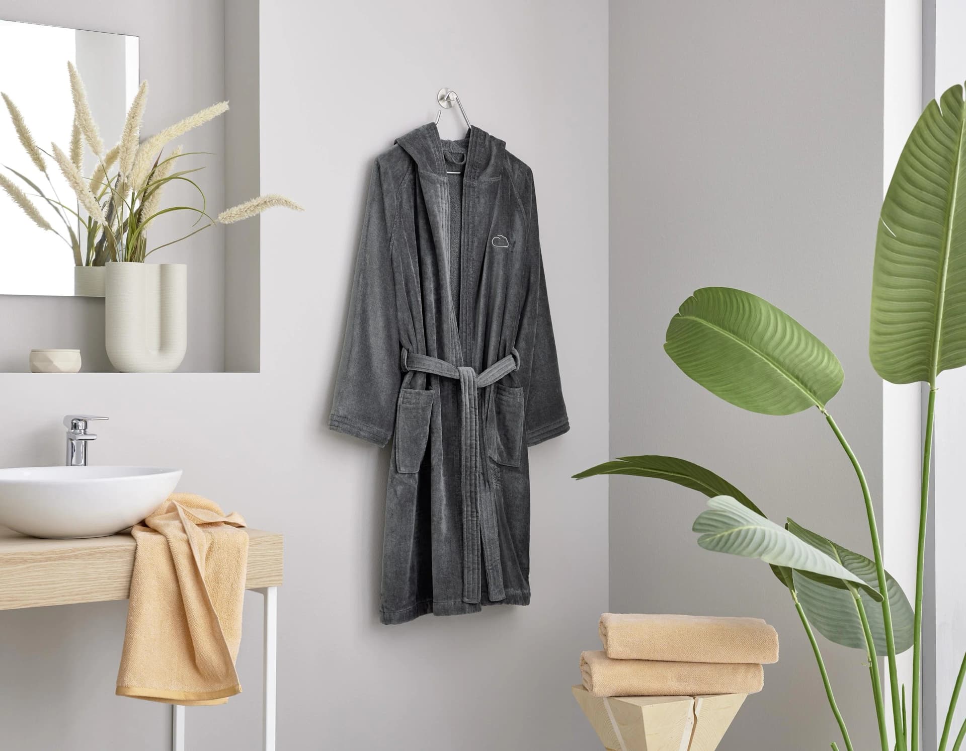 Unisex-Bademantel Chill Kleine Wolke anthrazit 100% Baumwolle