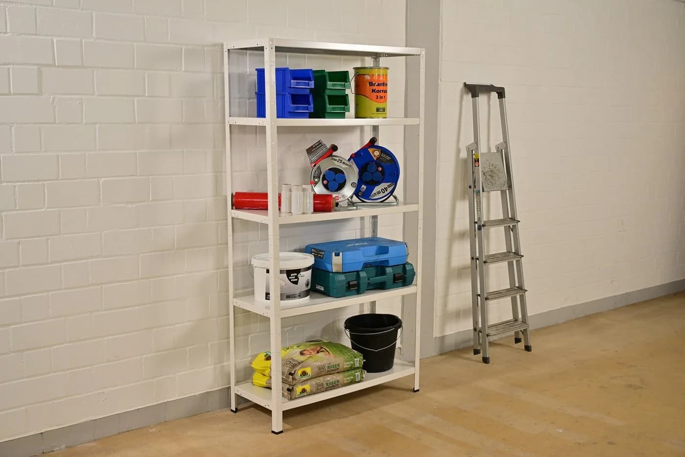 SCHULTE Regalwelt Steckregal mit 5 PowerMAX Fachböden, 65 kg Tragkraft, weiß