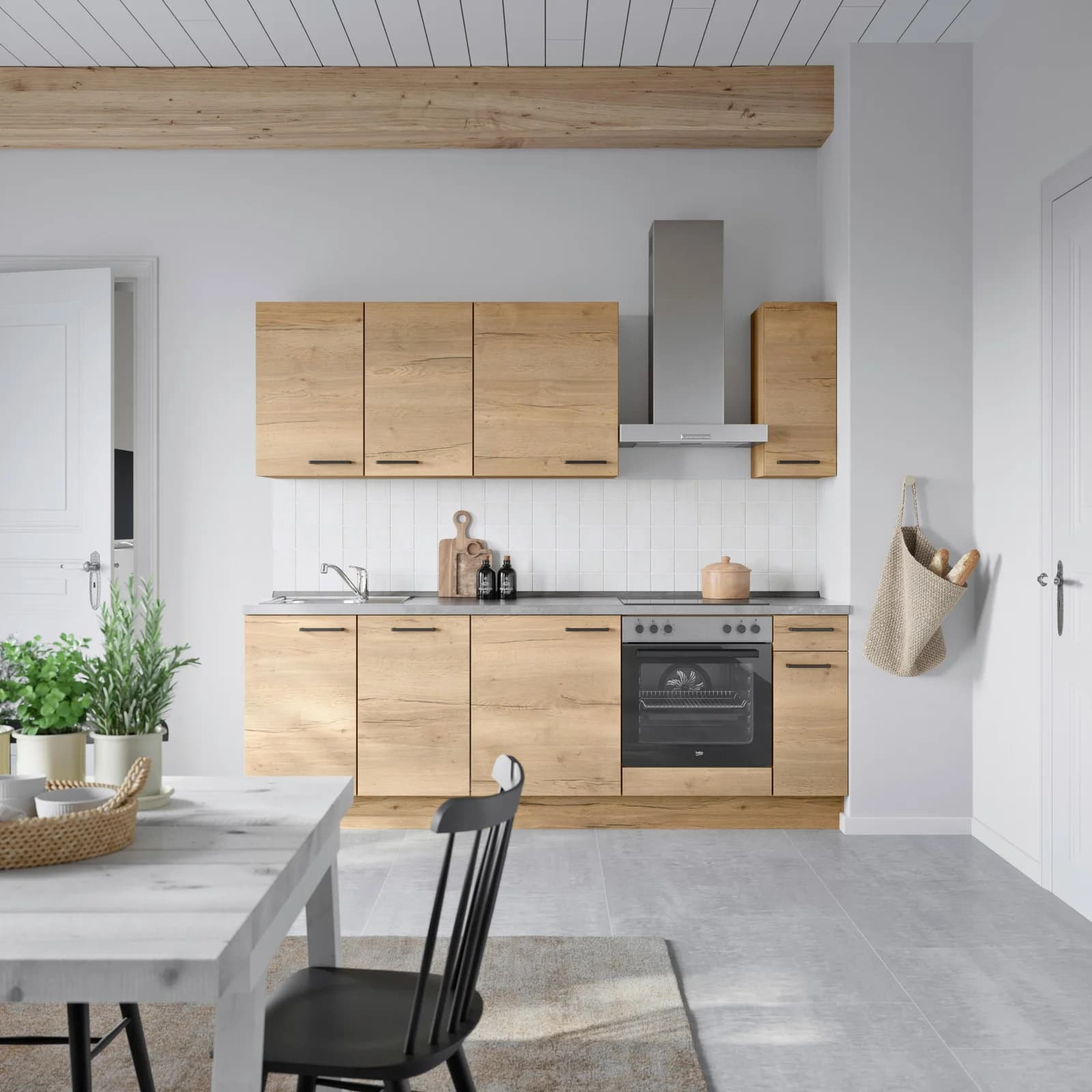 Nobilia Küchenblock Structura Low m. Geräten Eiche Braun