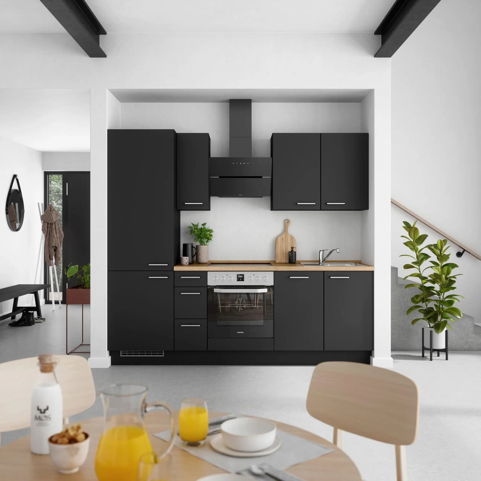 Nobilia Küchenblock Touch High m. Geräten Schwarz/Braun