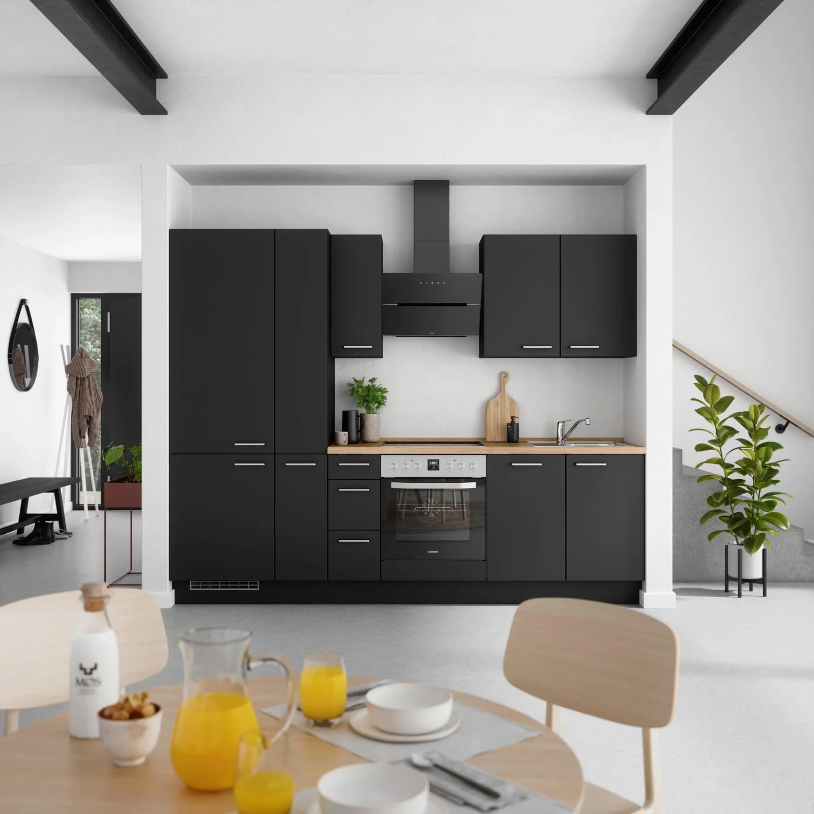 Nobilia Küchenblock Touch High Schwarz mit Geräten