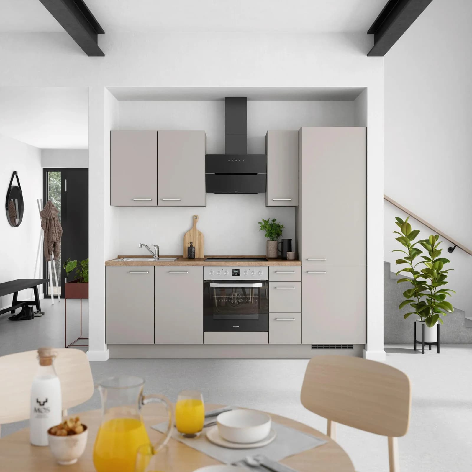 Nobilia Küchenblock Touch High Grau/Braun mit Geräten