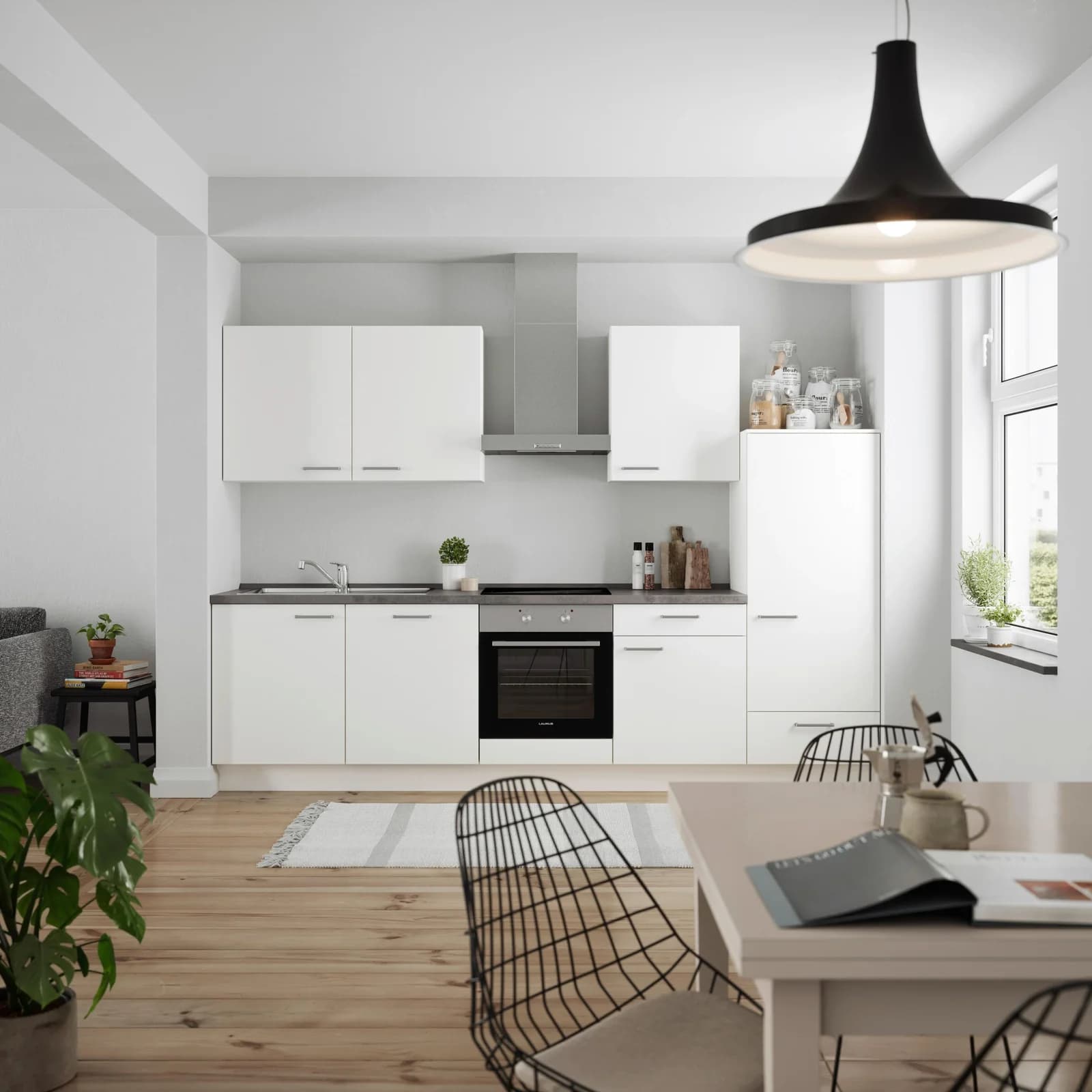 Nobilia Küchenblock Touch Low m. Geräten Weiß