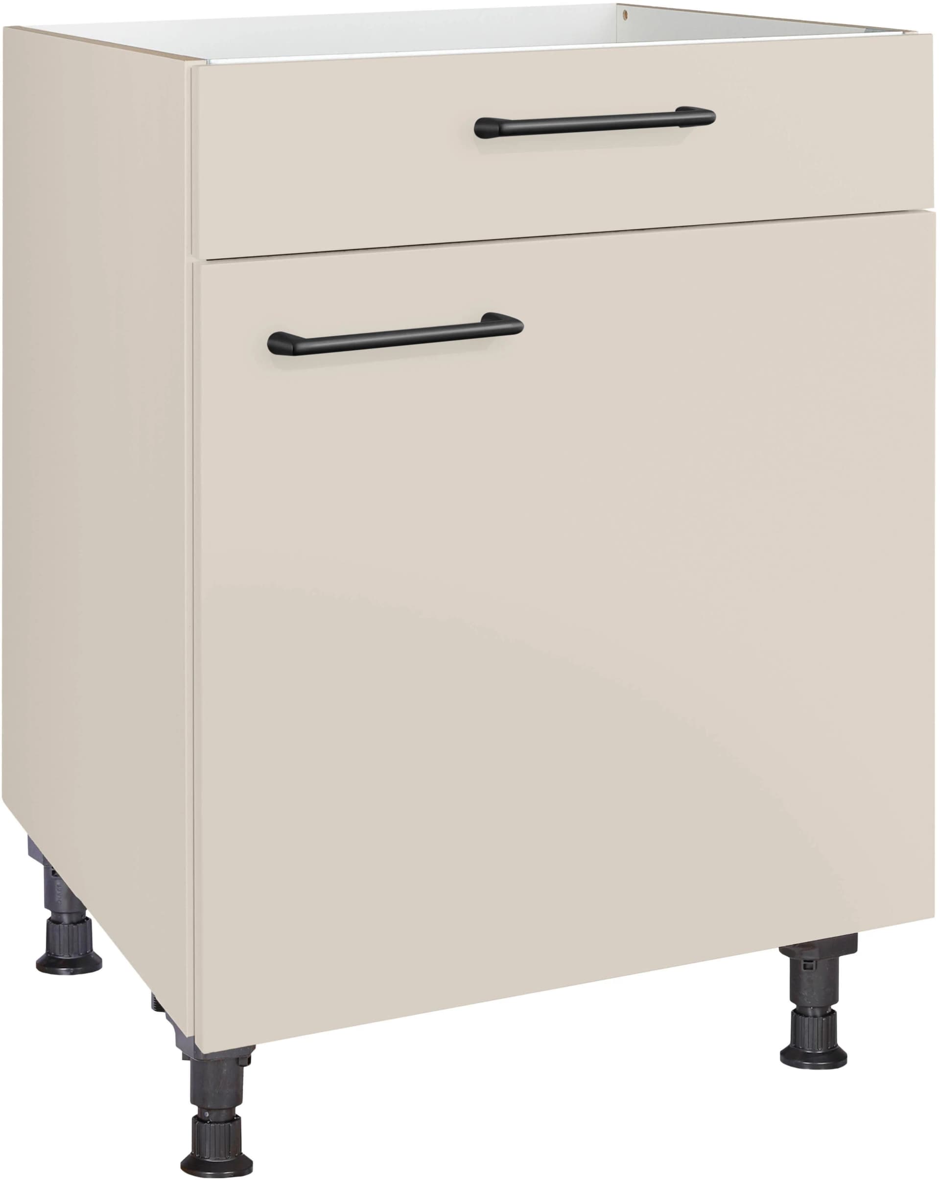 Nobilia Kochfeldumbauschrank Miami Beige Schwarz 60cm