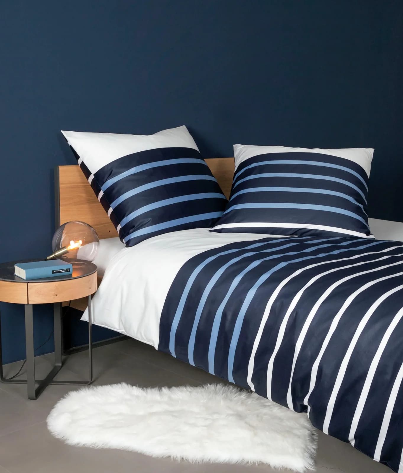 Bettwäsche Janine Mako-Satin 87017 Blau Gestreift
