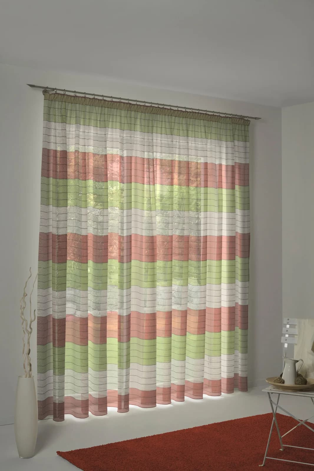 WIRTH Vorhang Barletta Beige/Grün Querstreifen