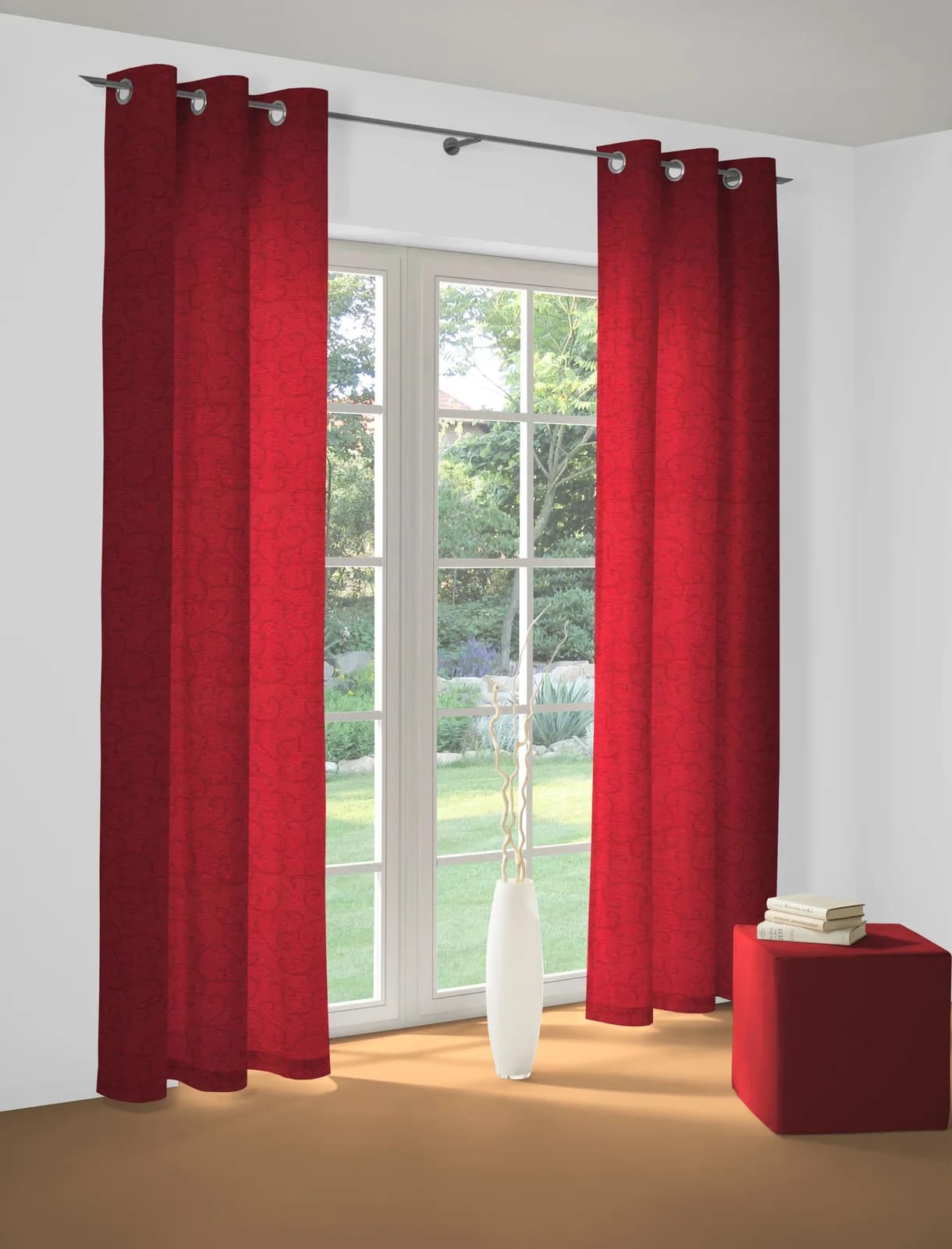 WIRTH Toco-Ranke Vorhang Rot Chenille Polyacryl Polyester