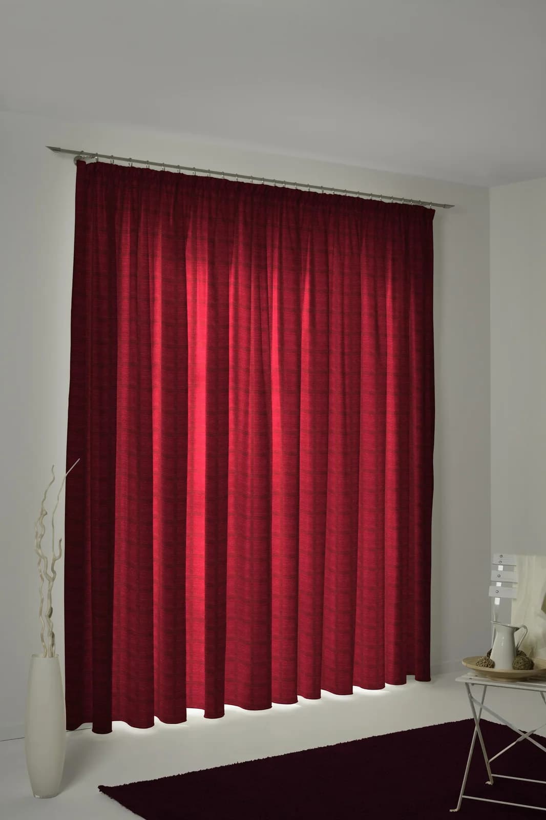 WIRTH Toco-Karo Vorhang Rot Chenille Polyacryl 270x245cm