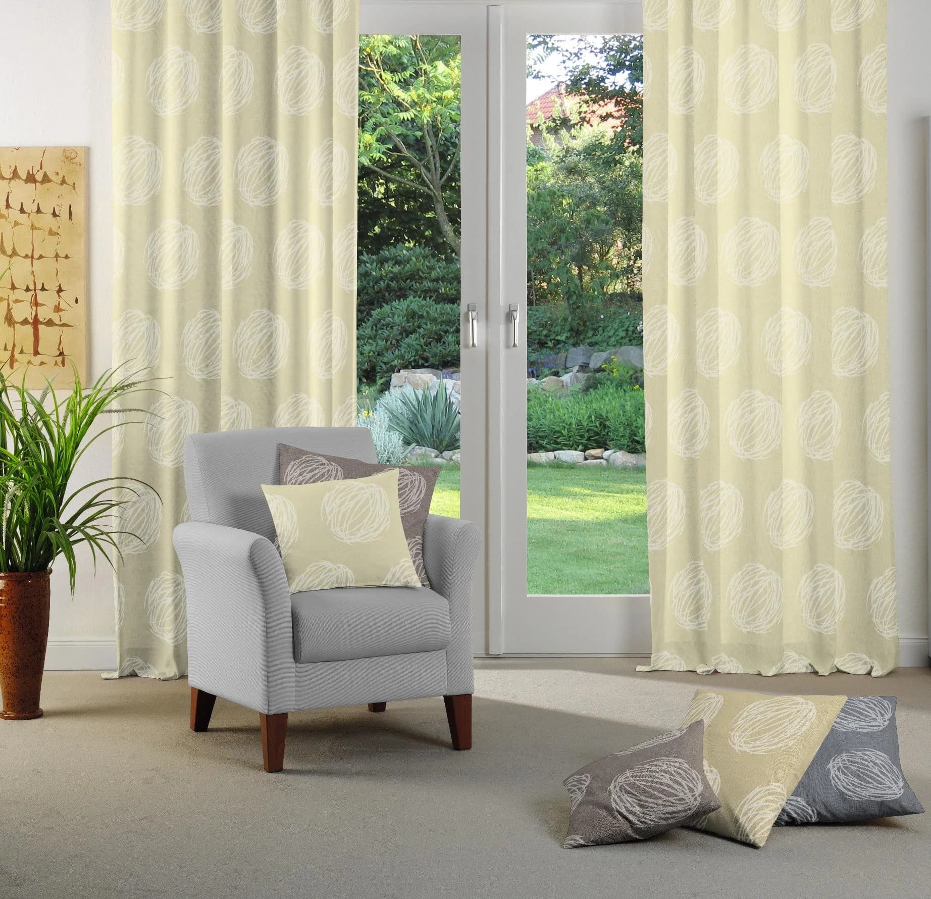 WIRTH Kingston Vorhang Jacquard Polyacryl Polyester Creme