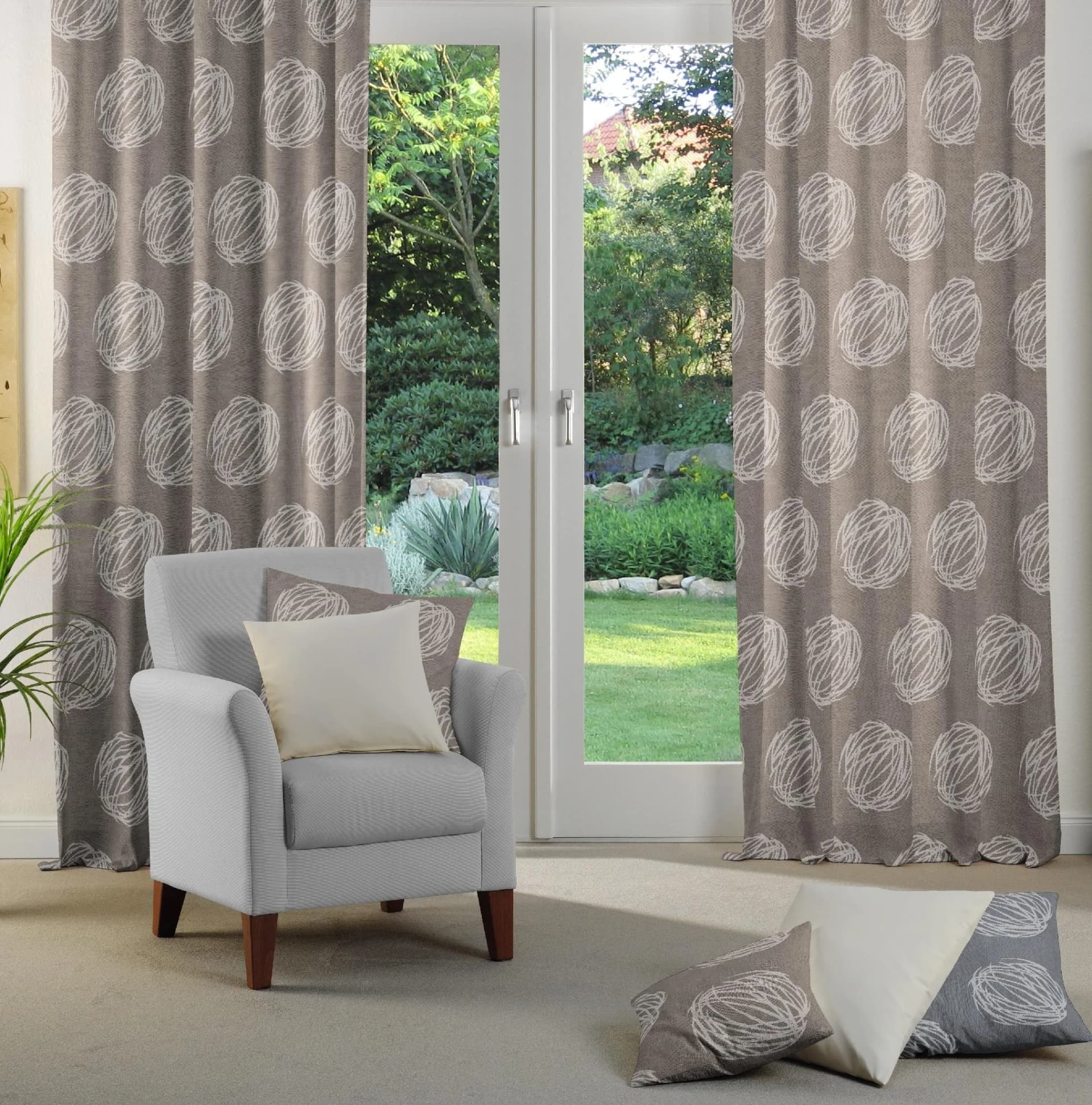 WIRTH Vorhang Kingston Jacquard Polyacryl Polyester Braun