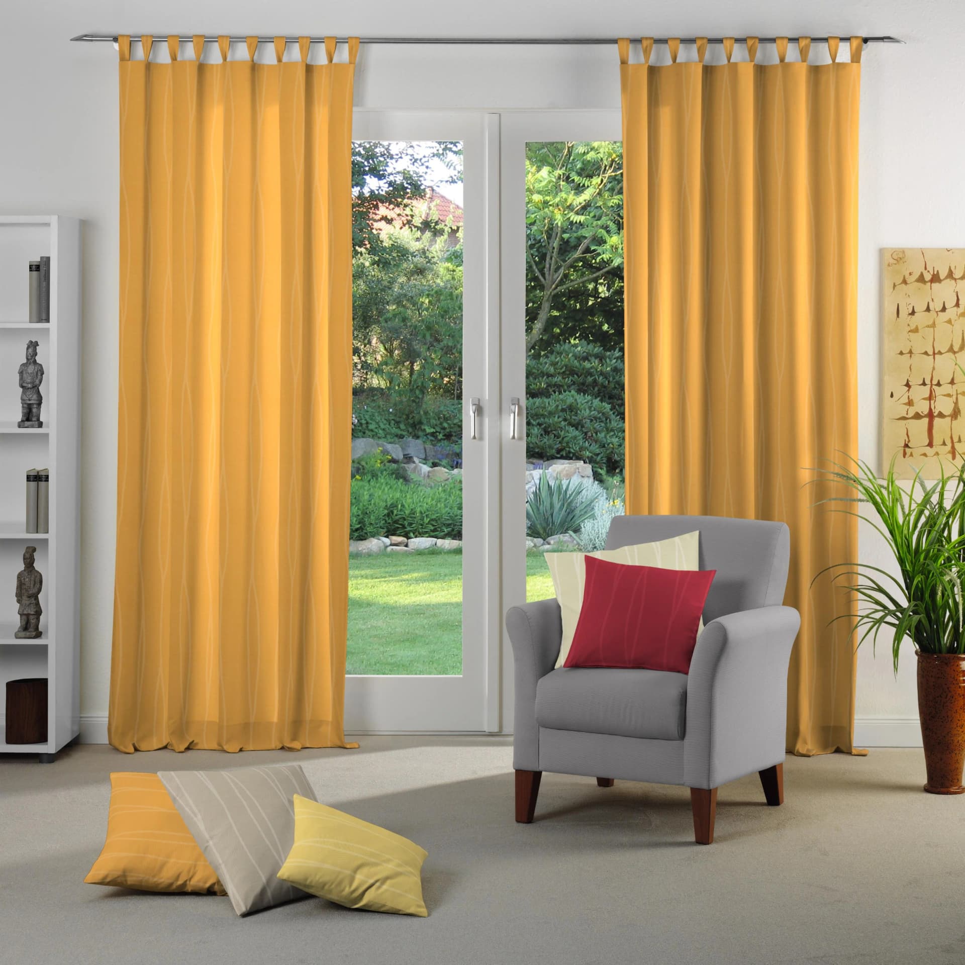 Vorhang WIRTH "LANGWASSER" Jacquard Wellenmuster Apricot