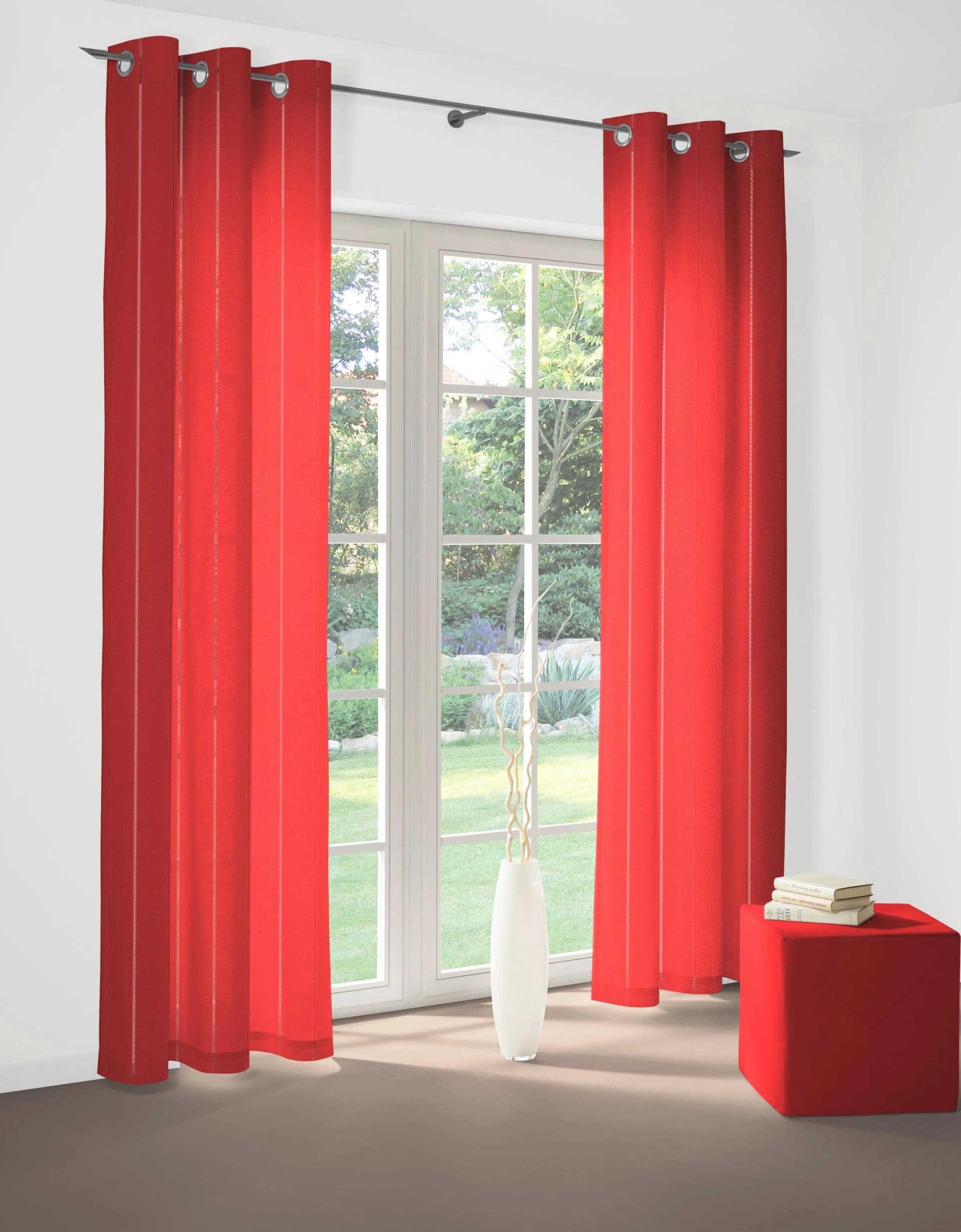 Vorhang WIRTH Felsted Rot Jacquard Polyester