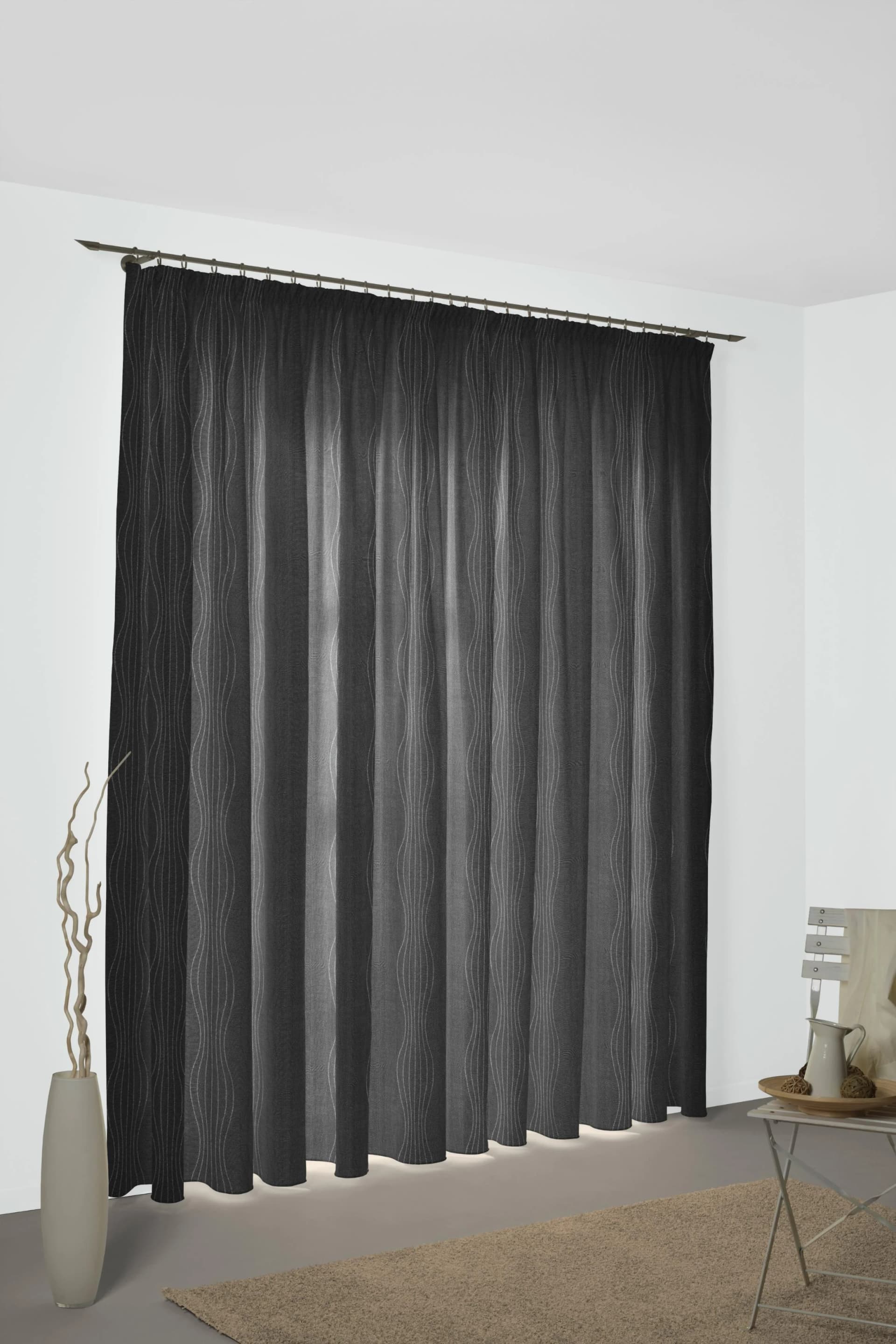 WIRTH Vorhang RICCIA Grau/Silber Jacquard 75% Polyester 25% Baumwolle