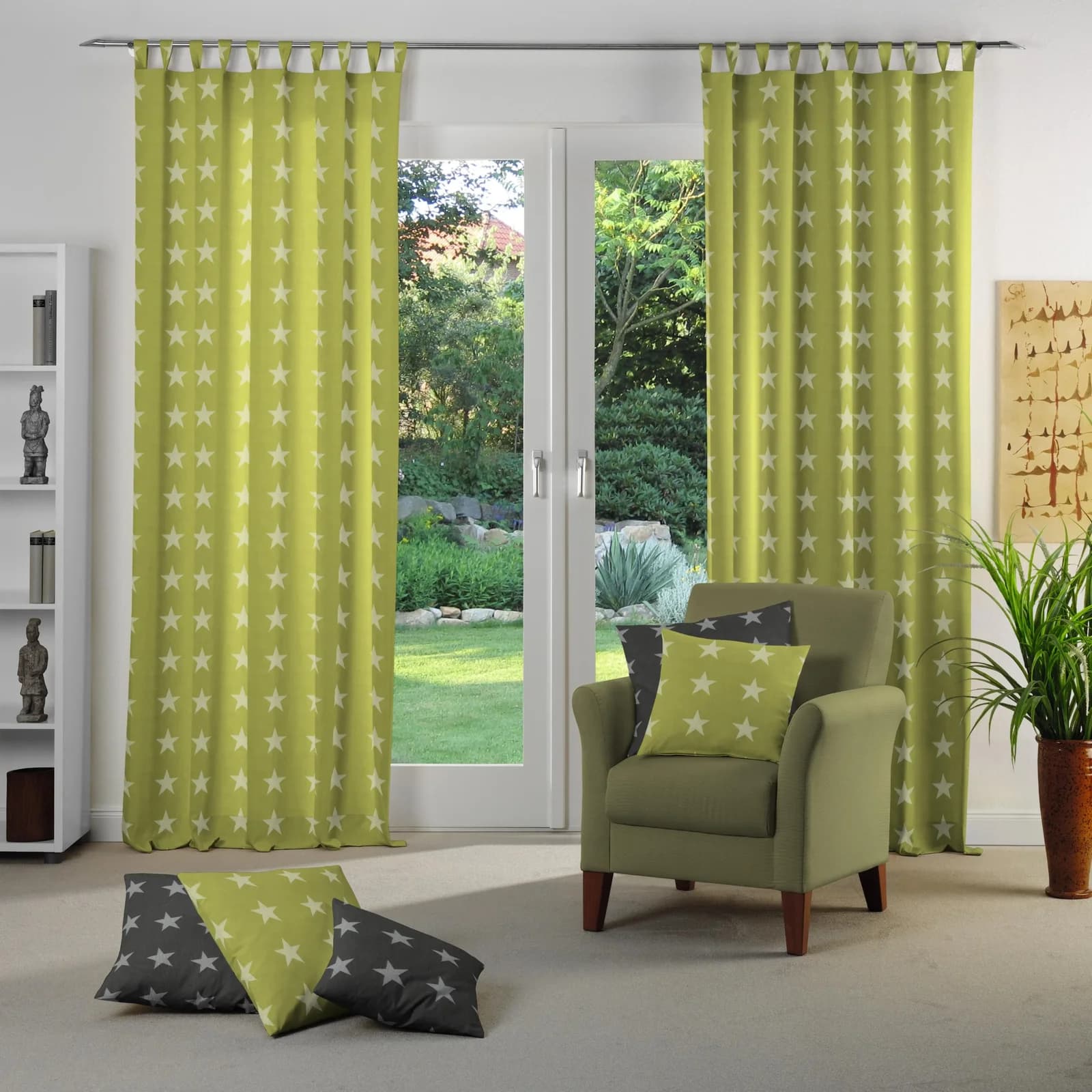 Vorhang WIRTH "FELINO" Gr. 2 Grün Jacquard Polyester Baumwolle
