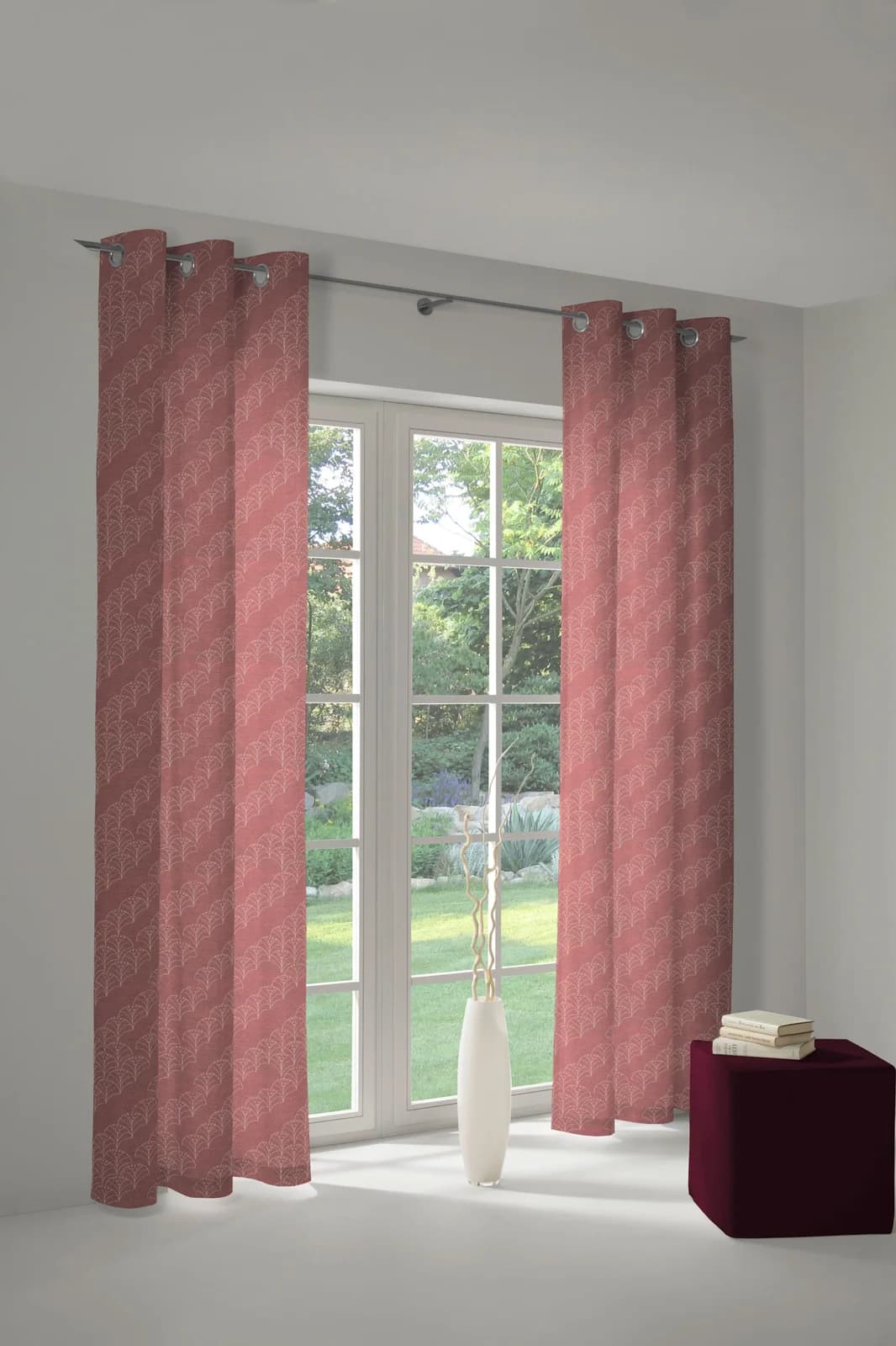 Vorhang ADAM Argentinian Criolla Light Jacquard Rot Bio-Baumwolle