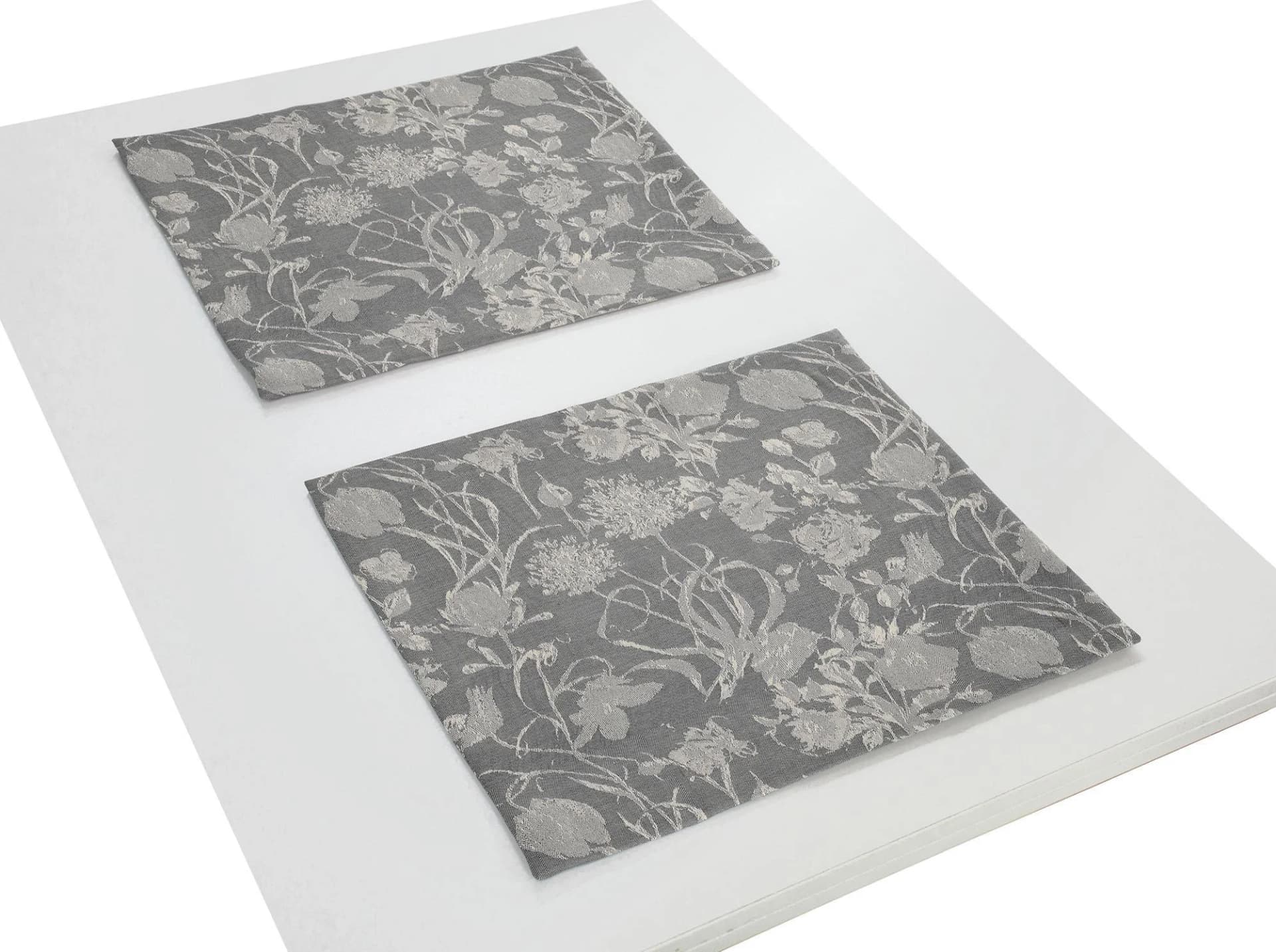 ADAM Platzset Flower Cuvée Light Grau Jacquard-Blumenmuster