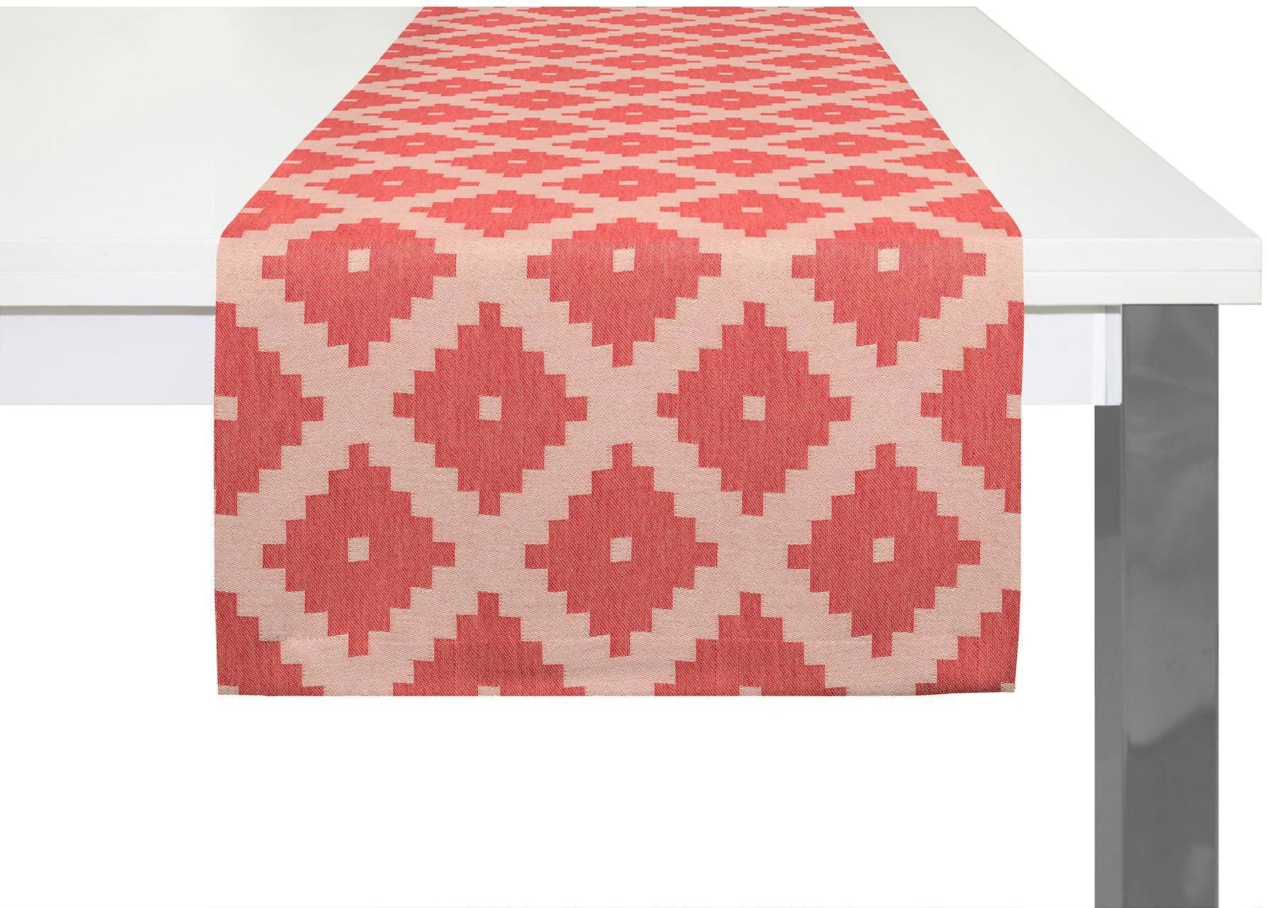 ADAM Tischläufer Maroccan Shiraz Rot Jacquard Bio-Baumwolle