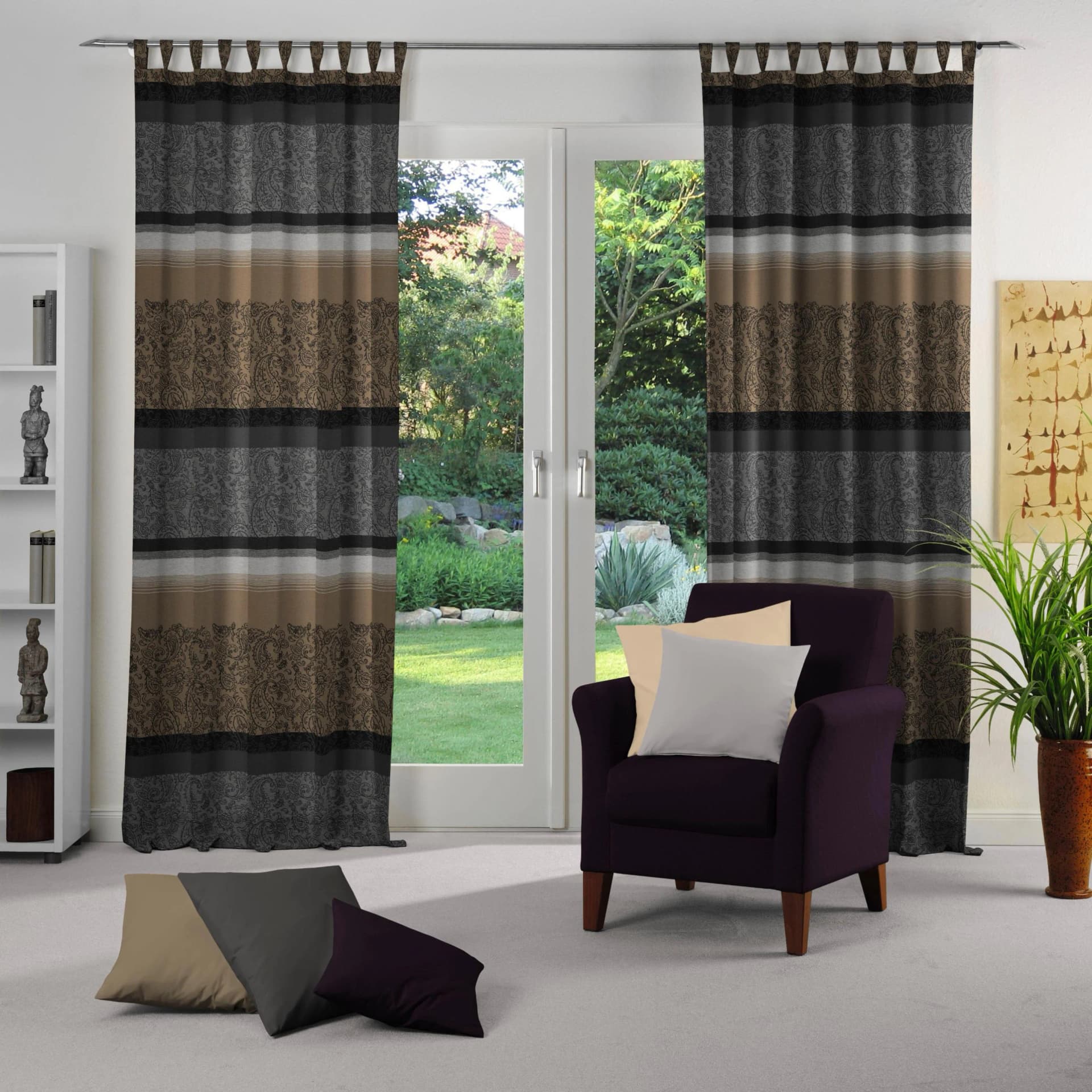 WIRTH Vorhang Maribor Grau Jacquard Schlaufen Blickdicht
