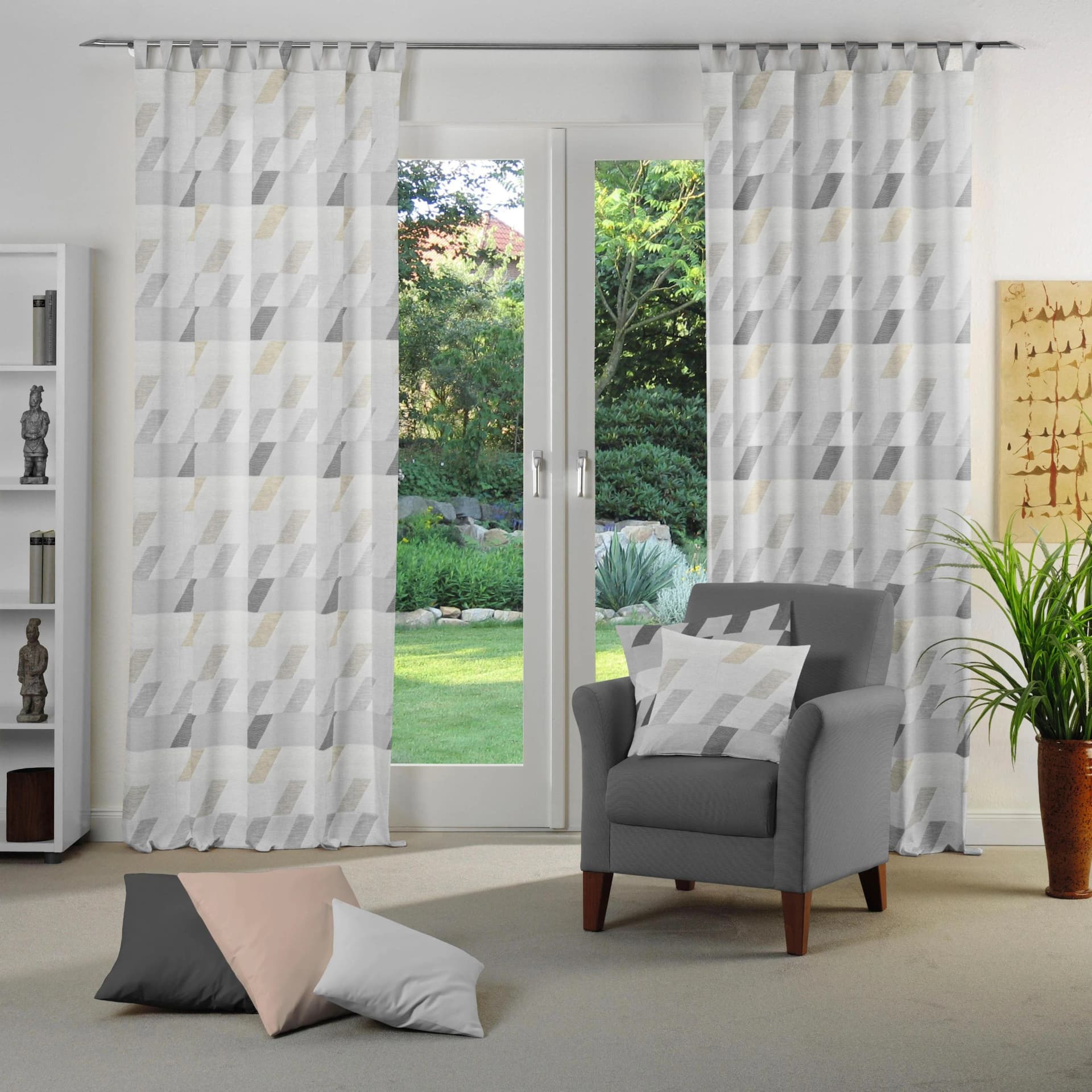 WIRTH Vorhang Bray Hellgrau Jacquard Polyester Baumwolle
