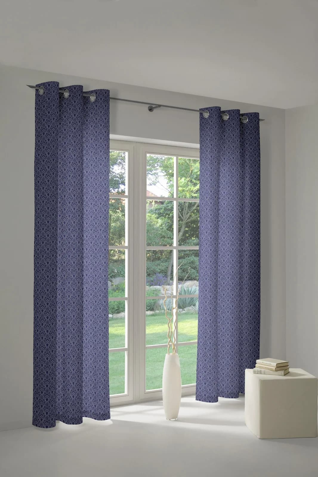 Vorhang ADAM Urban Cactus Jacquard Bio-Baumwolle Blau