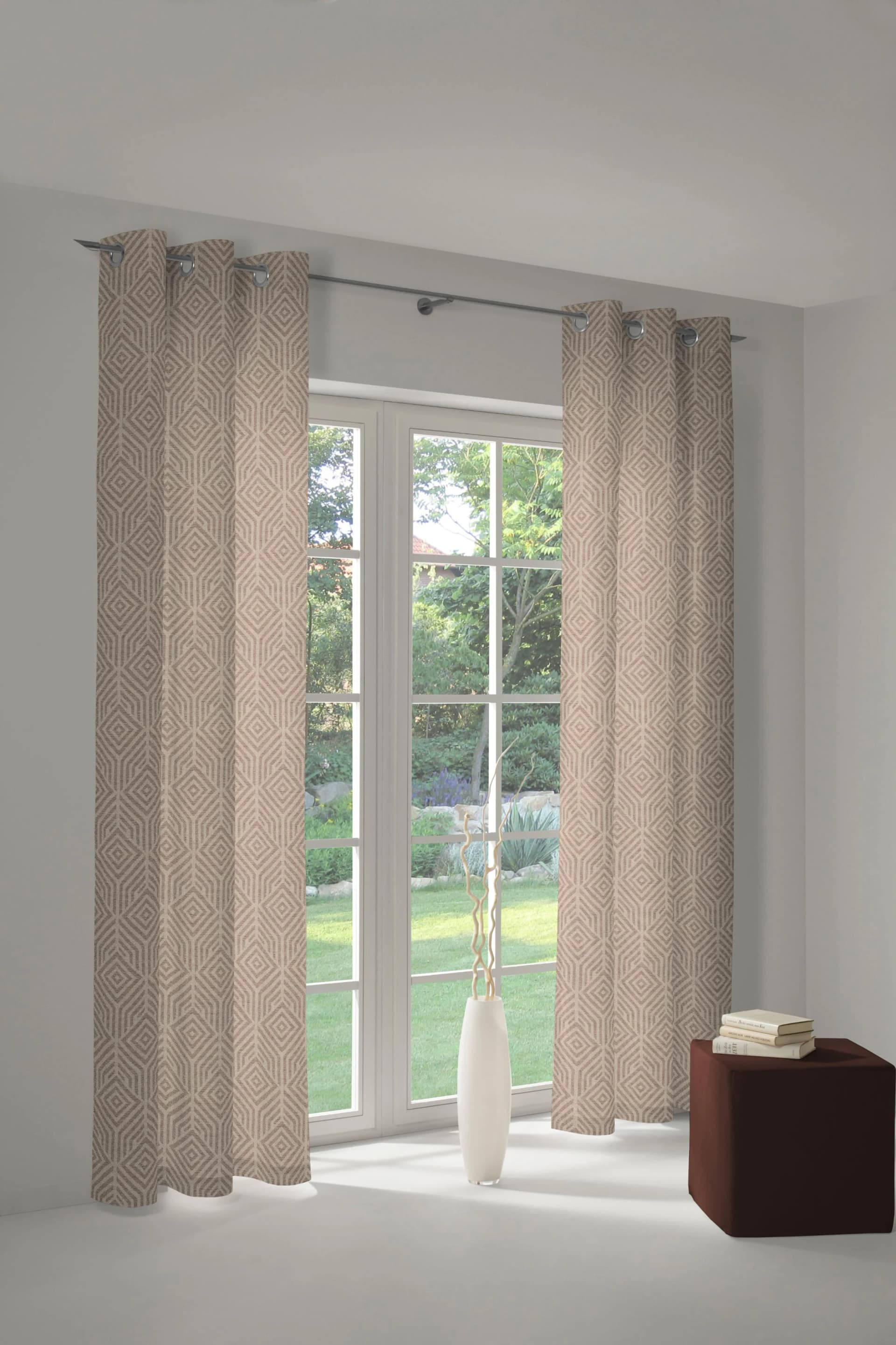 Vorhang ADAM Easy Diamond Jacquard Dunkelbraun Bio-Baumwolle