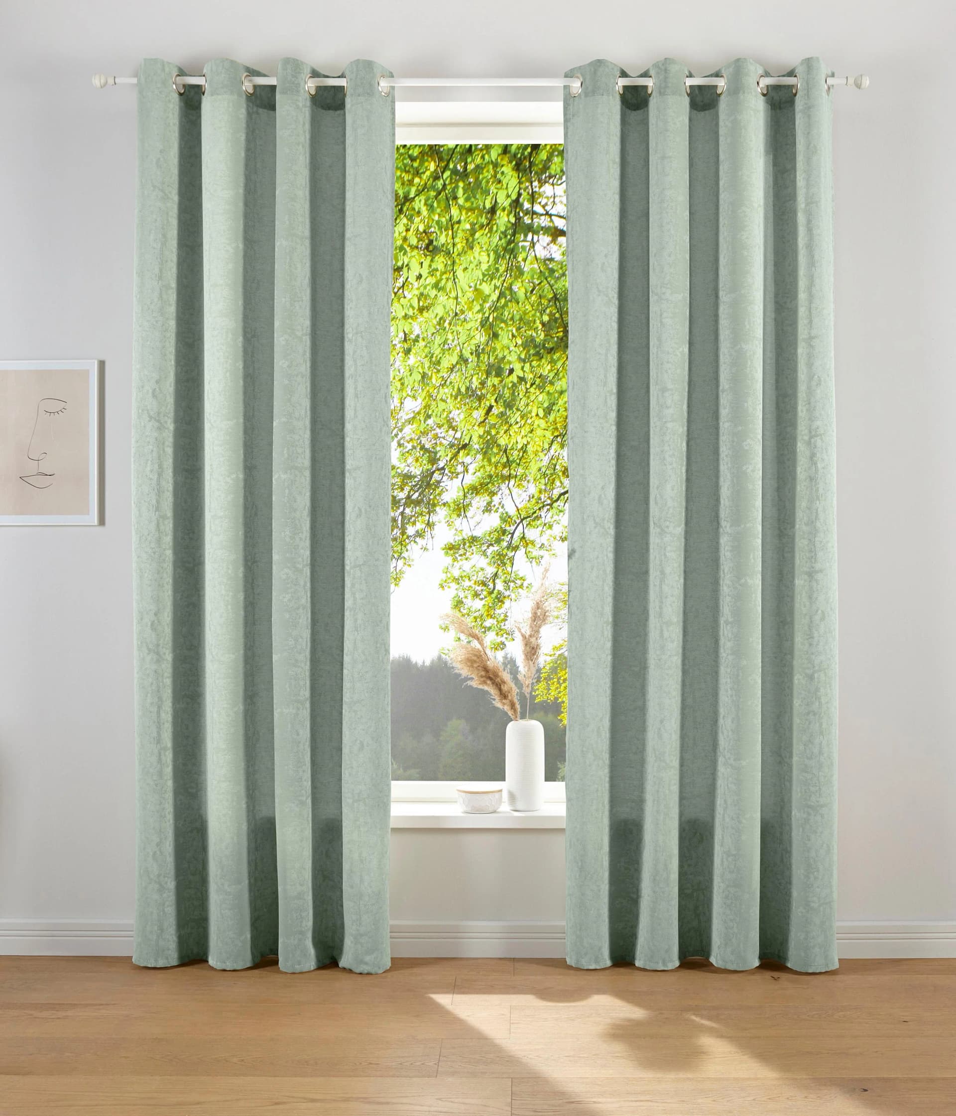 Vorhang "LESKA" Gr. 2 Grün Jacquard Polyacryl Polyester