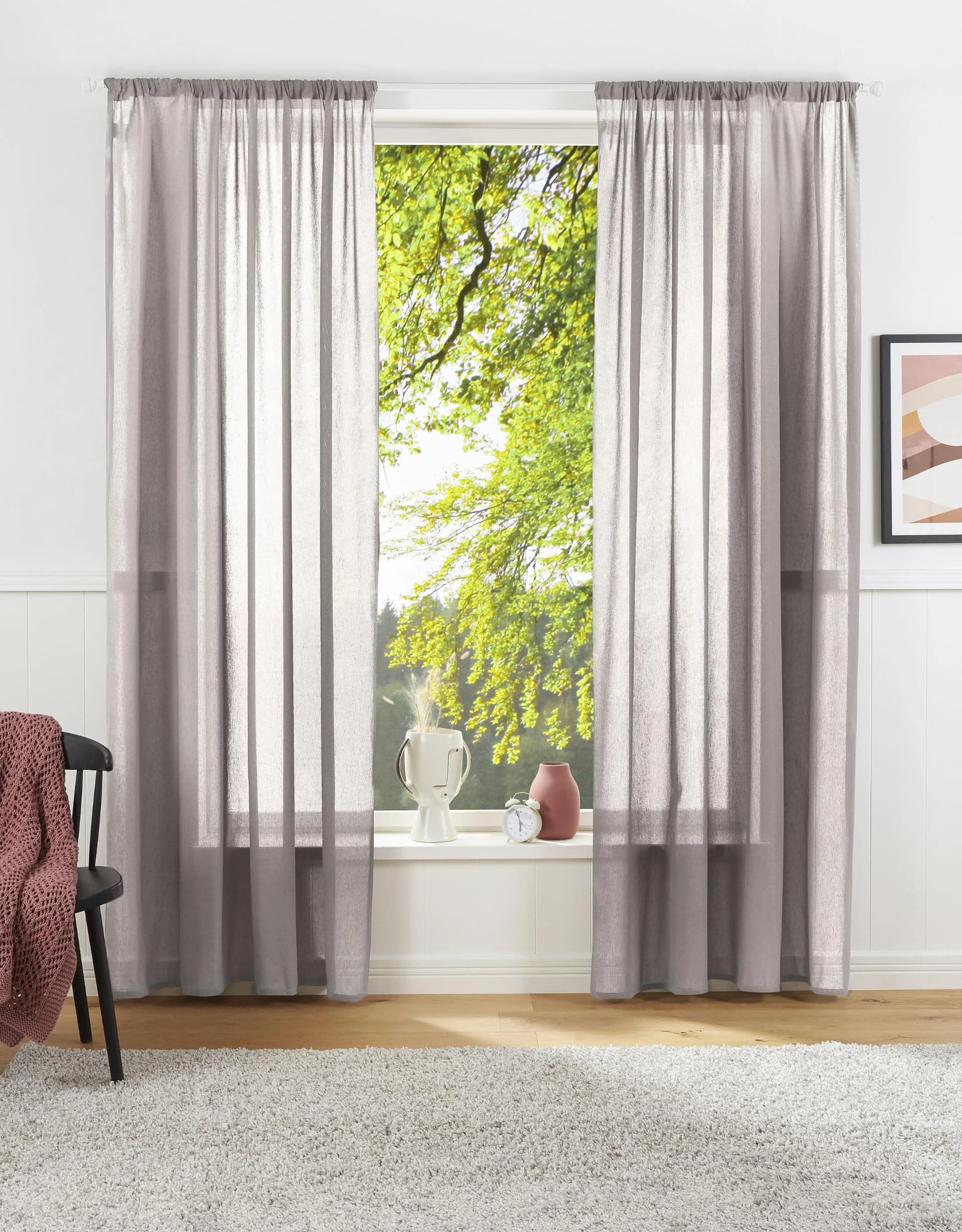 LeGer Home Vorhang Lanea Grau Leinenoptik
