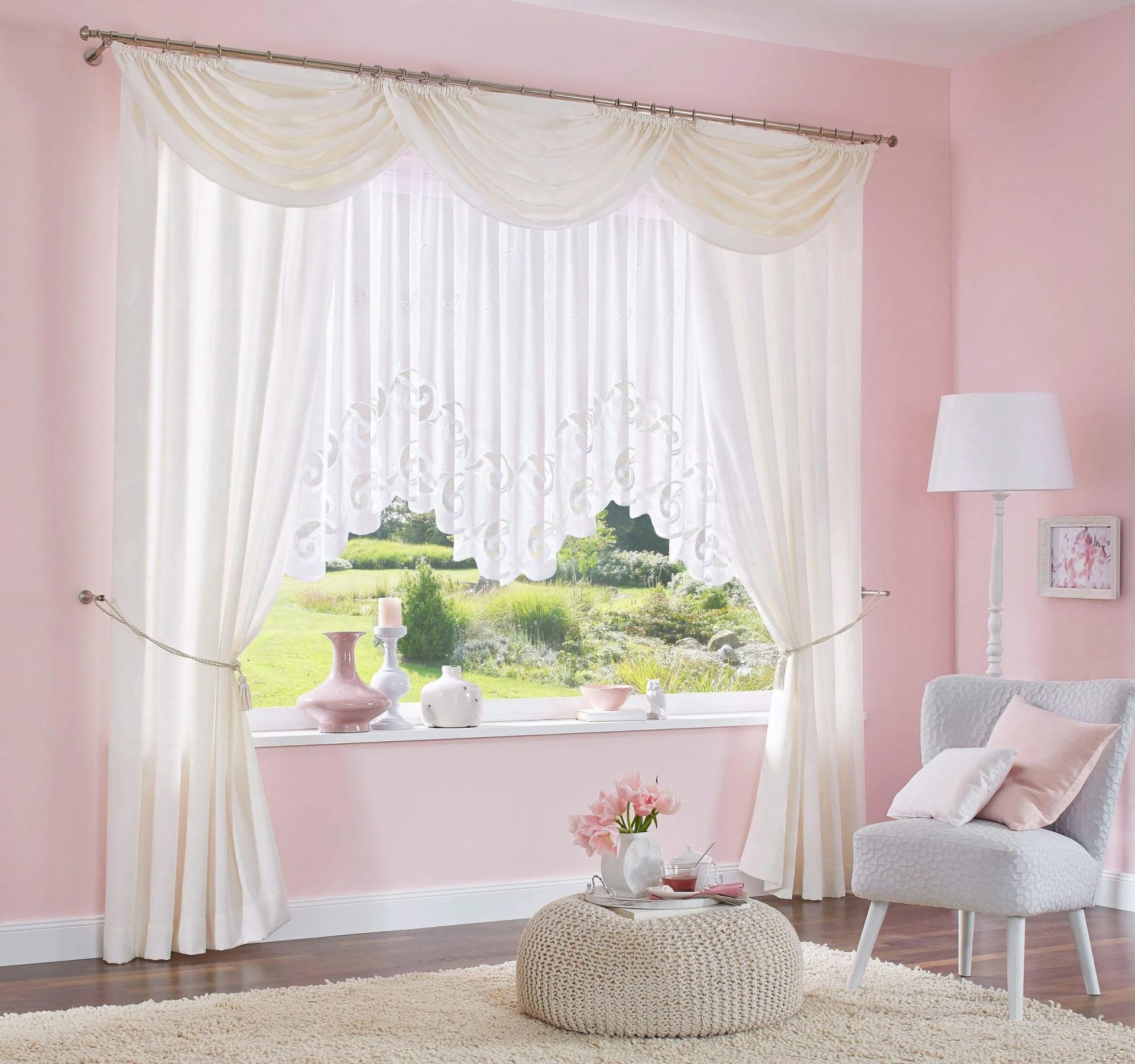 WIRTH Vorhang Zöpritz Jacquard Baumwolle Beige 130x225 cm