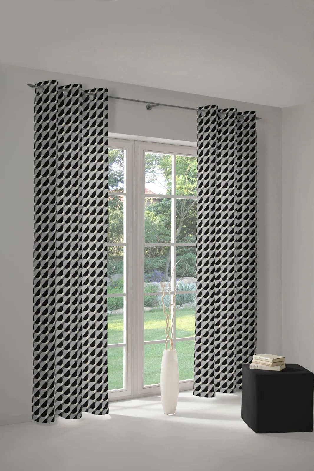 Vorhang ADAM Circles 145x225 cm Grau/Schwarz Bio-Baumwolle Jacquard