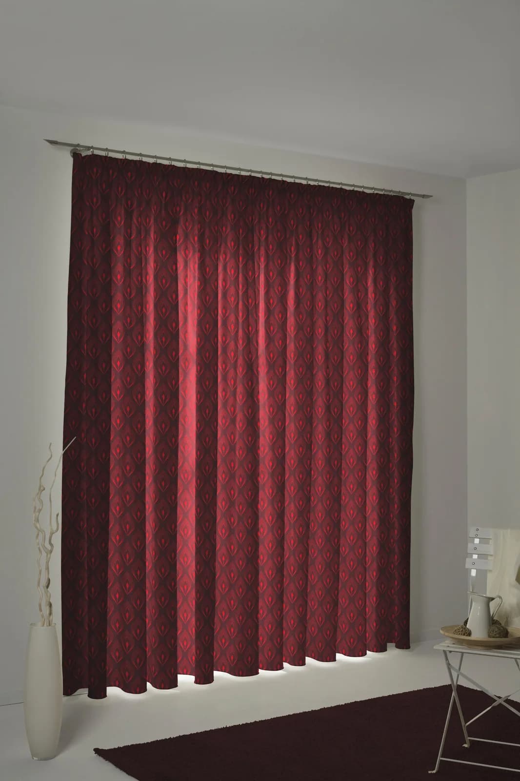 Vorhang ADAM "Feathers" Gr. 2 Rot Jacquard Bio-Baumwolle