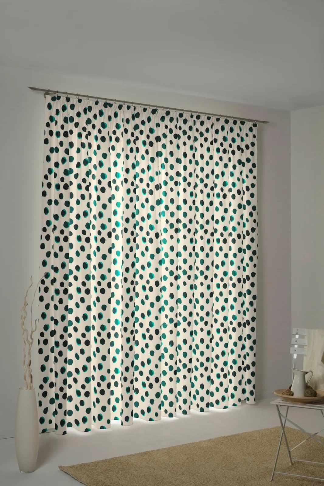 ADAM Vorhang Dots Grün Weiß Leinen Bio-Baumwolle