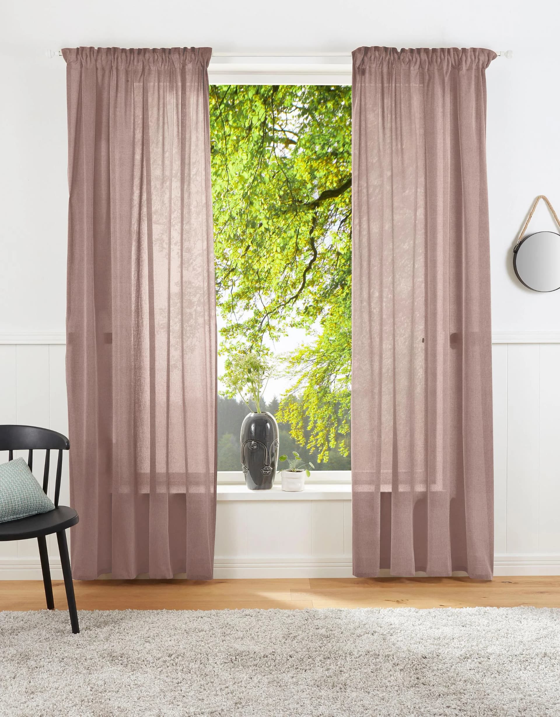 Vorhang Lanea Braun Leinenoptik Baumwolle Polyester