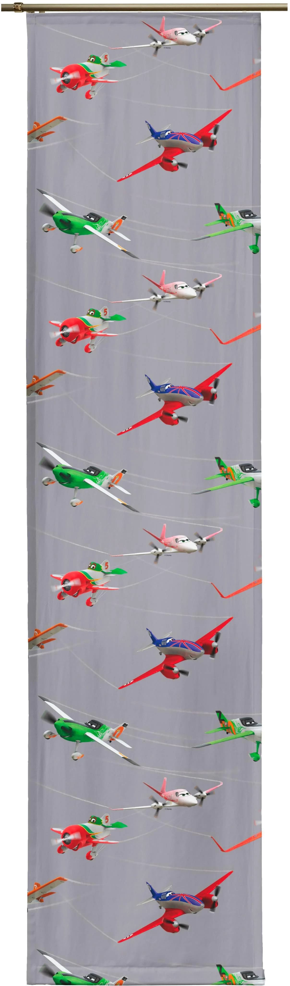 Schiebegardine WIRTH Planes Action Grau Satin Polyester Disney