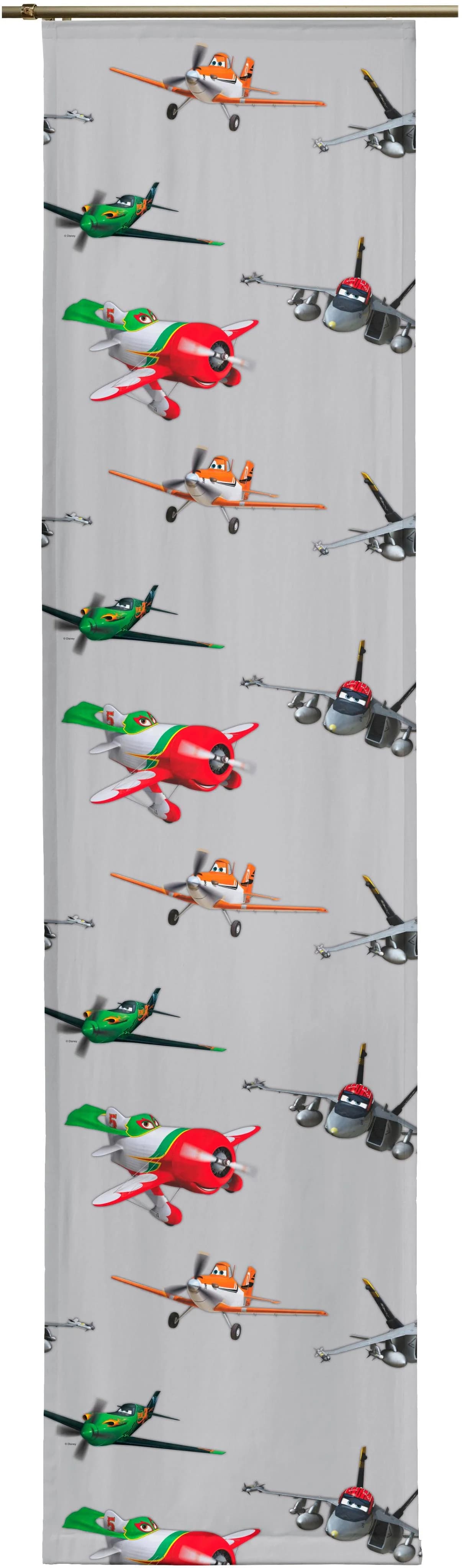 WIRTH Schiebegardine "Planes Delta" Disney Motive Hellgrau Satin