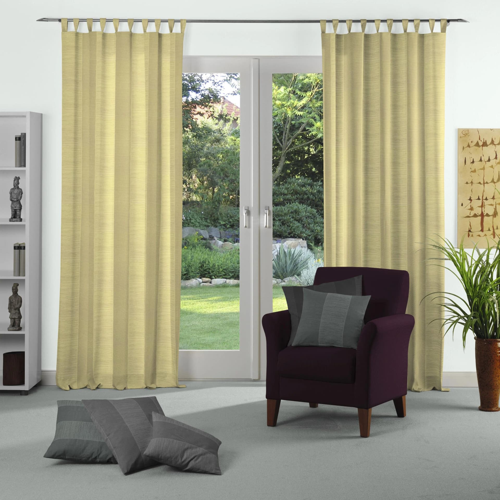 Vorhang WIRTH "Niederau" Gr. 2 Gelb-Grau Jacquard Polyacryl Polyester